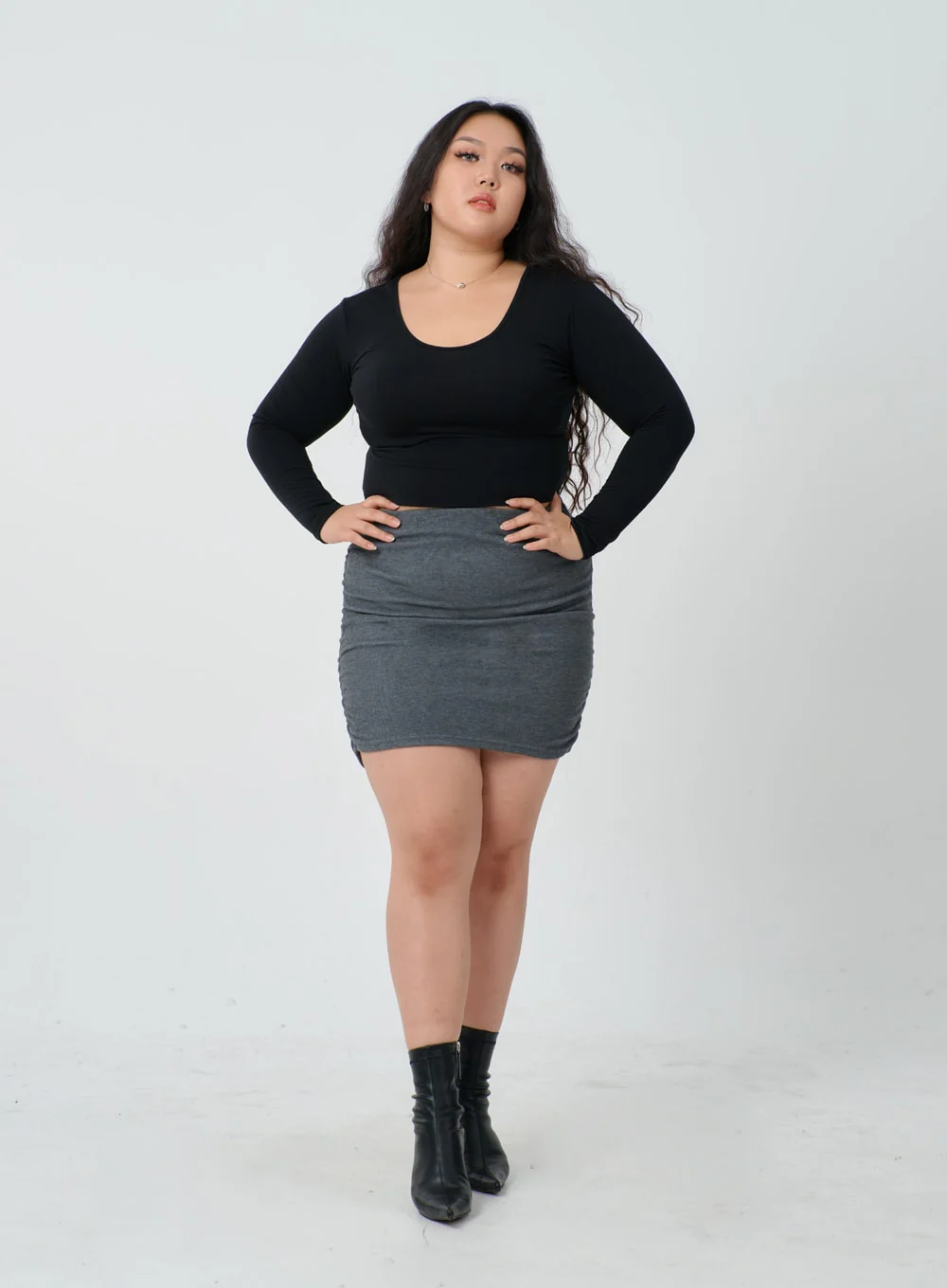 Plus U-Neck Long Sleeve Cropped Top ID27 - Image 18