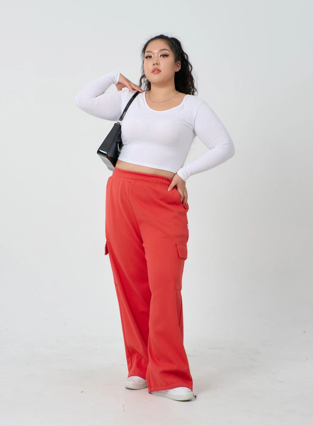 Plus U-Neck Long Sleeve Cropped Top ID27 - Image 6