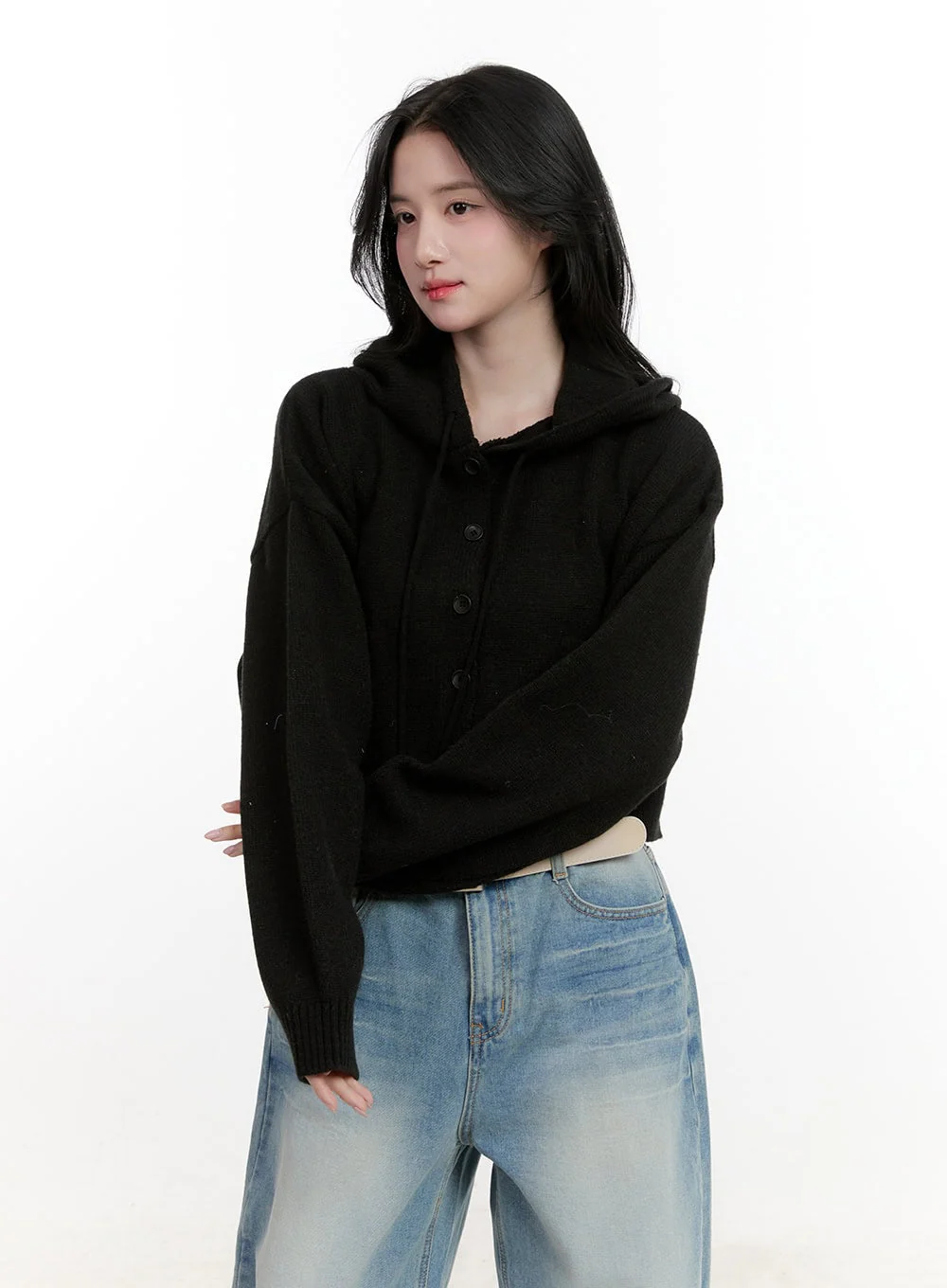 Pocket Hooded Buttoned Cardigan CF527 - Image 11