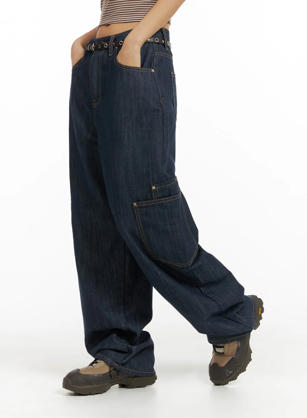 Pocketed Denim Wide Leg Jeans CF423 - Image 2