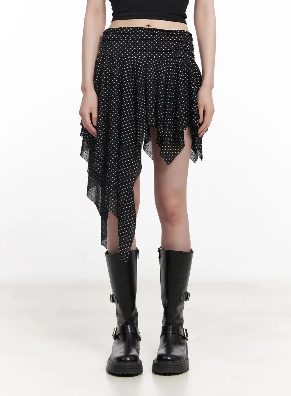 Polka Dot Asymmetric Ruffle Mini Skirt CY520 - Image 10