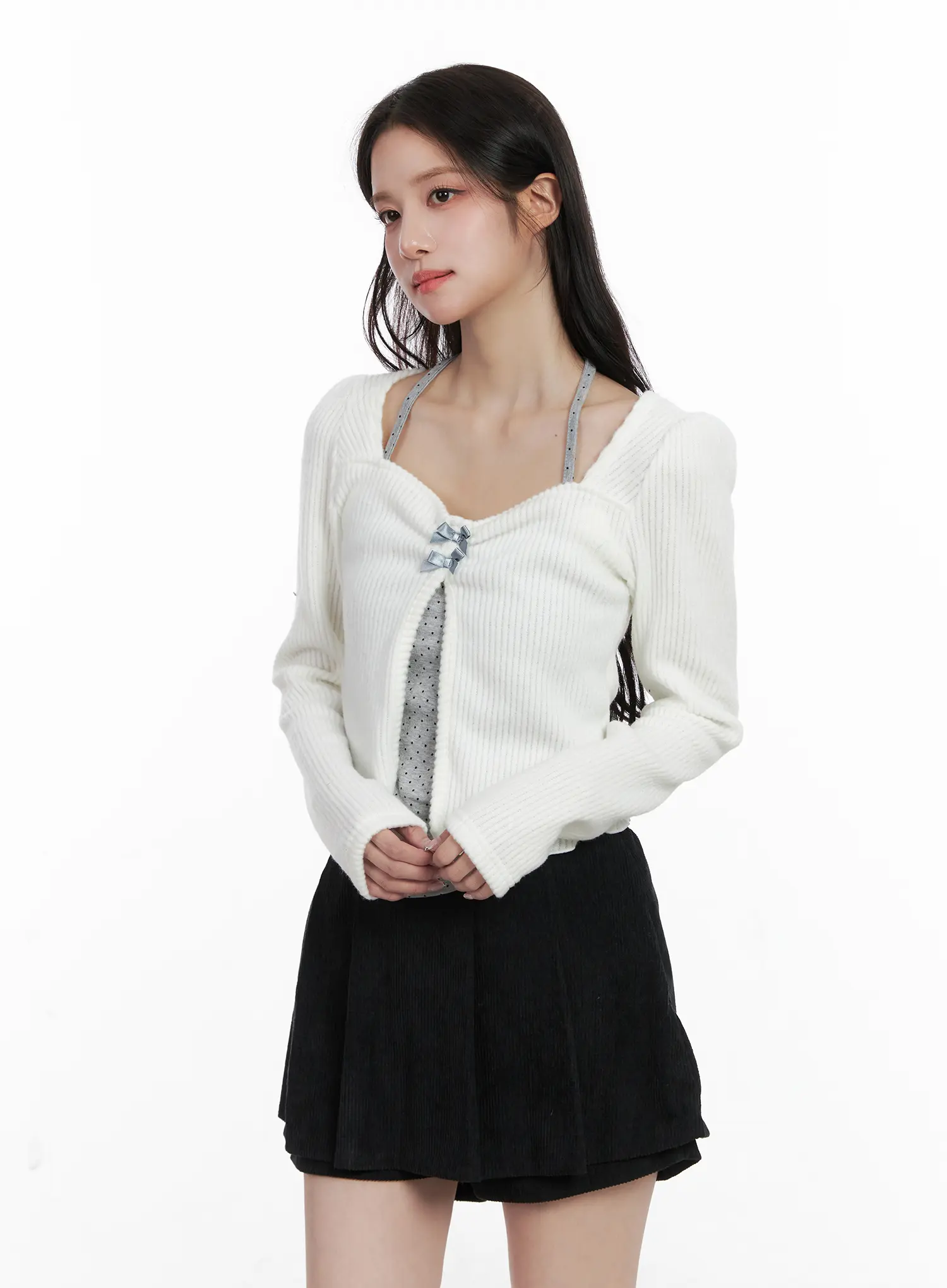 Polka Dot Cami and Ribbon Cardigan Set CN527 - Image 10