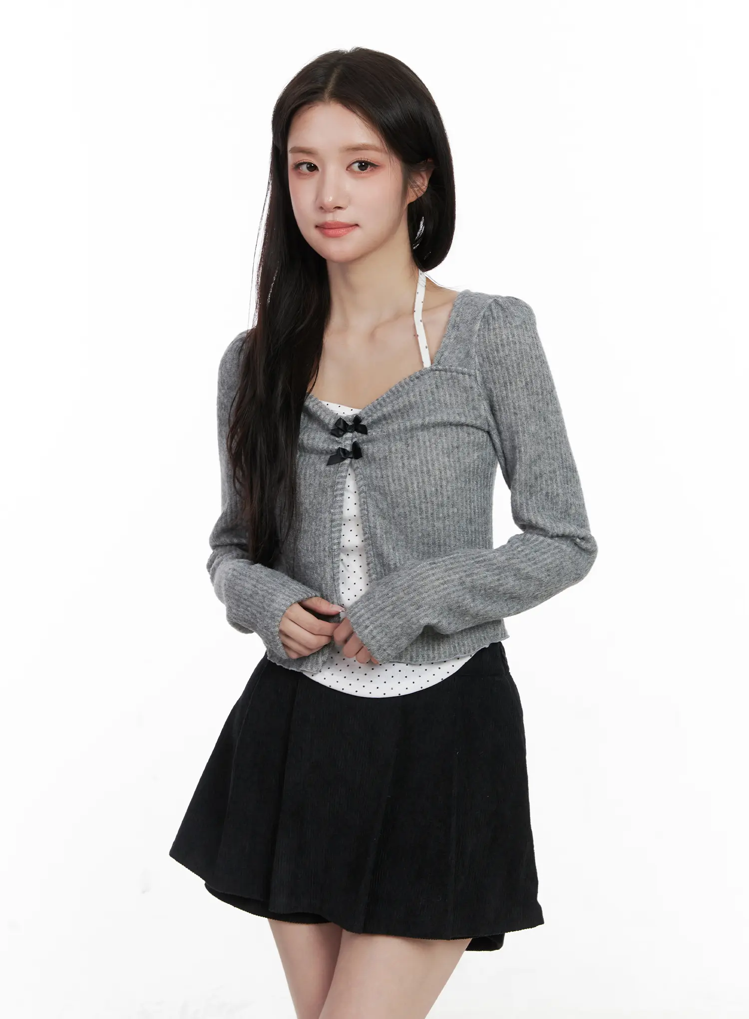 Polka Dot Cami and Ribbon Cardigan Set CN527 - Image 9