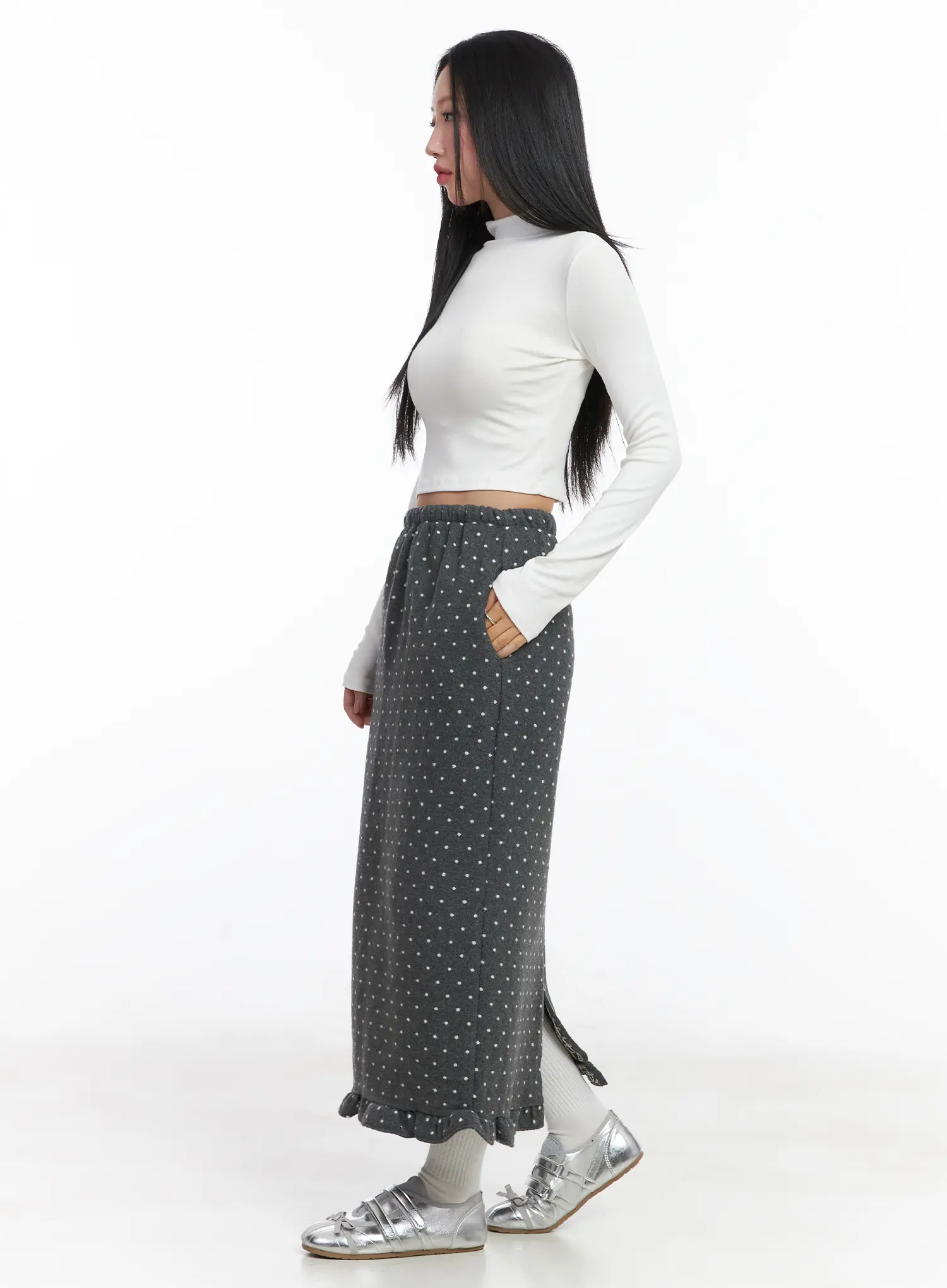 Polka Dot Frill Maxi Skirt CD529 - Image 4