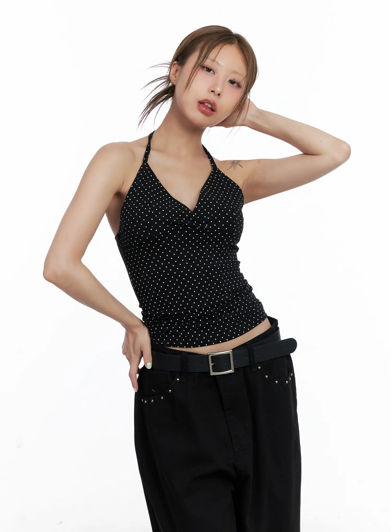 Polka Dot Halter V-Neck Sleeveless Top CL511 - Image 2