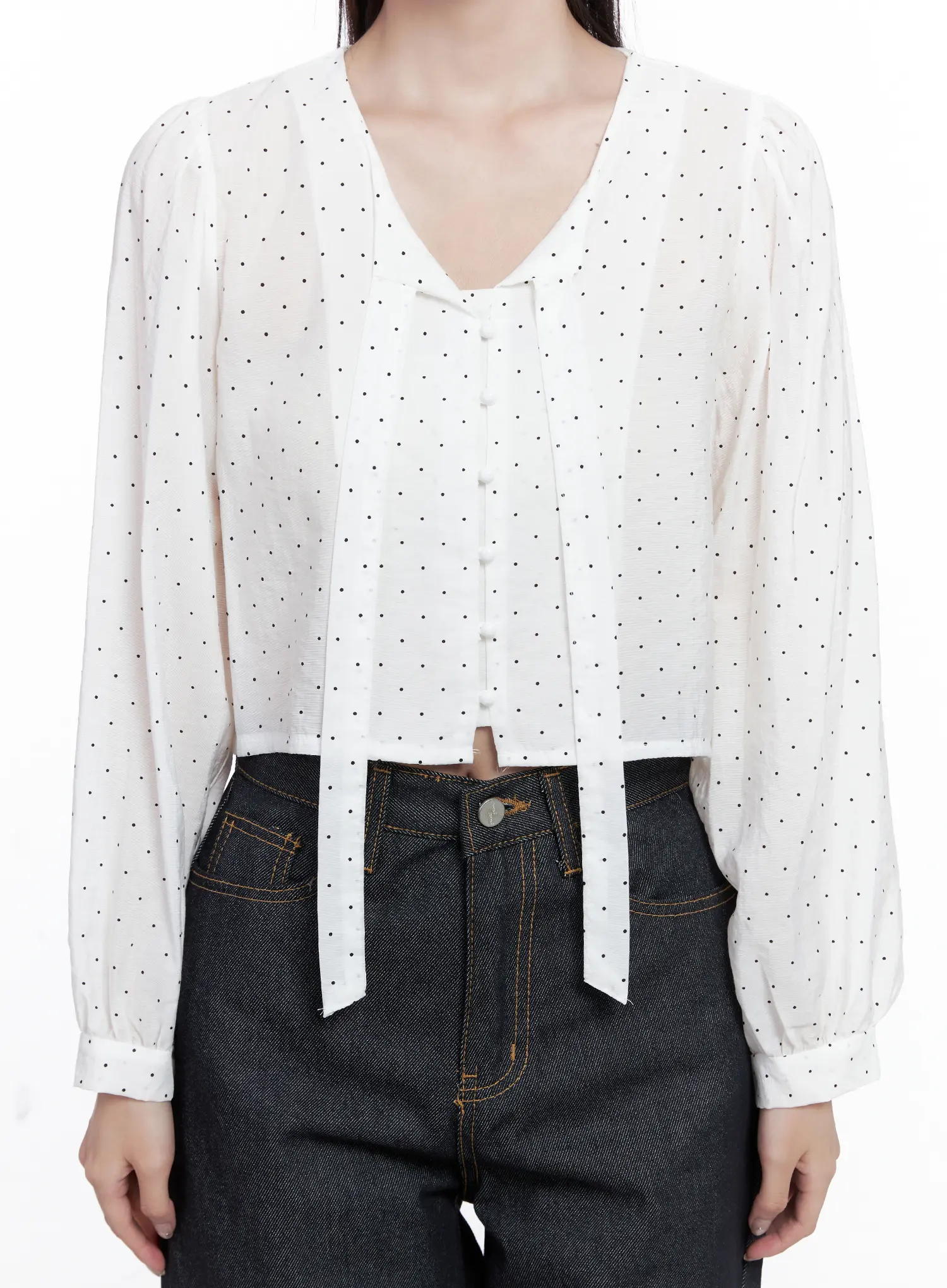 Polka Dot Long Sleeve Blouse CS519 - Image 3