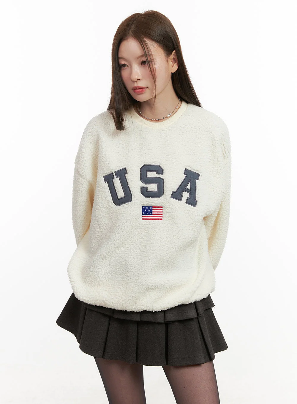 Polyester Embroidered Loose Fit Hoodie OD417