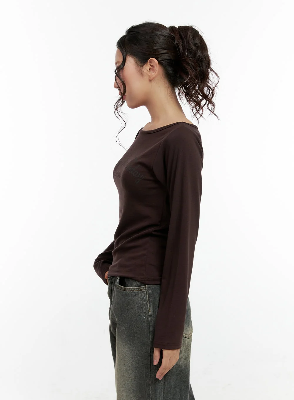 Printed Boat Neck Long Sleeve Shirt CN404 - Image 4