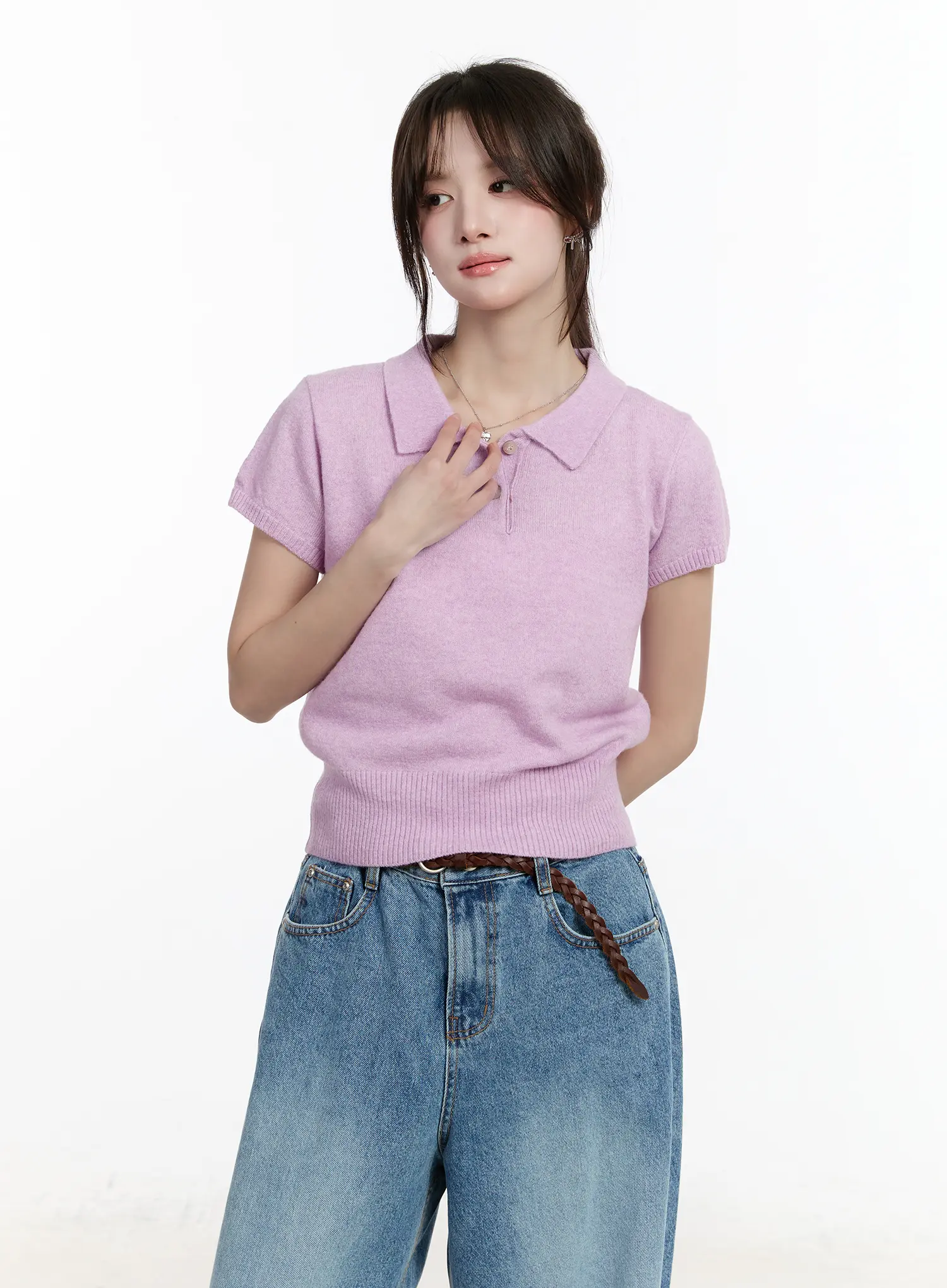 Puff Sleeve Collared Short Sleeve Top CM505 - Image 7