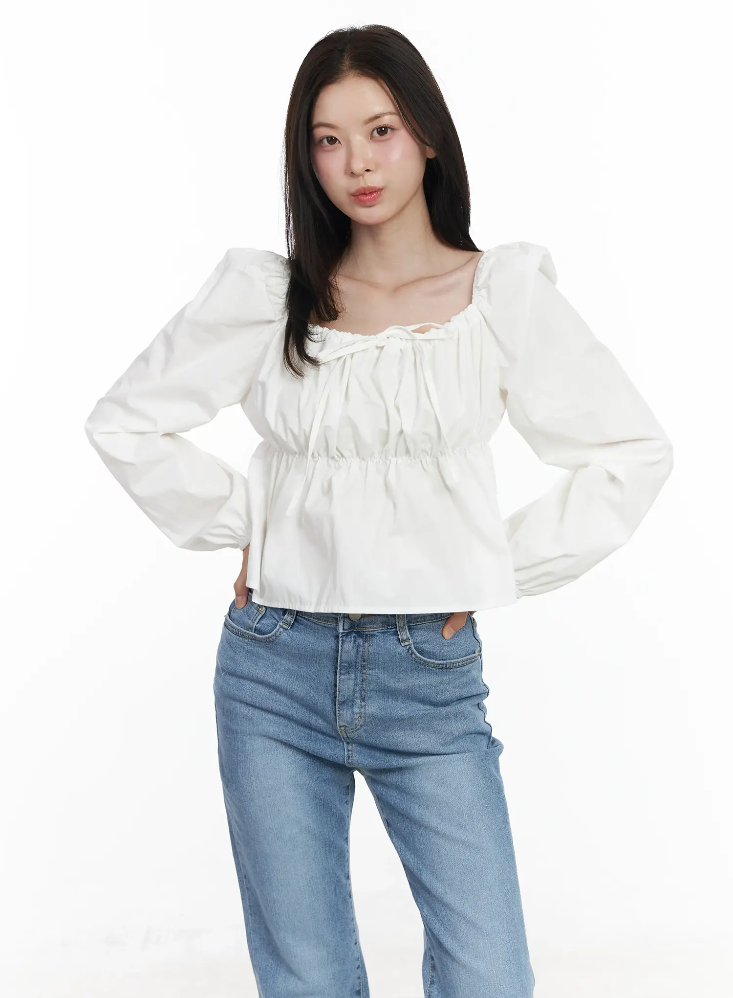 Puff-Sleeve Cotton Blouse IF520 - Image 10