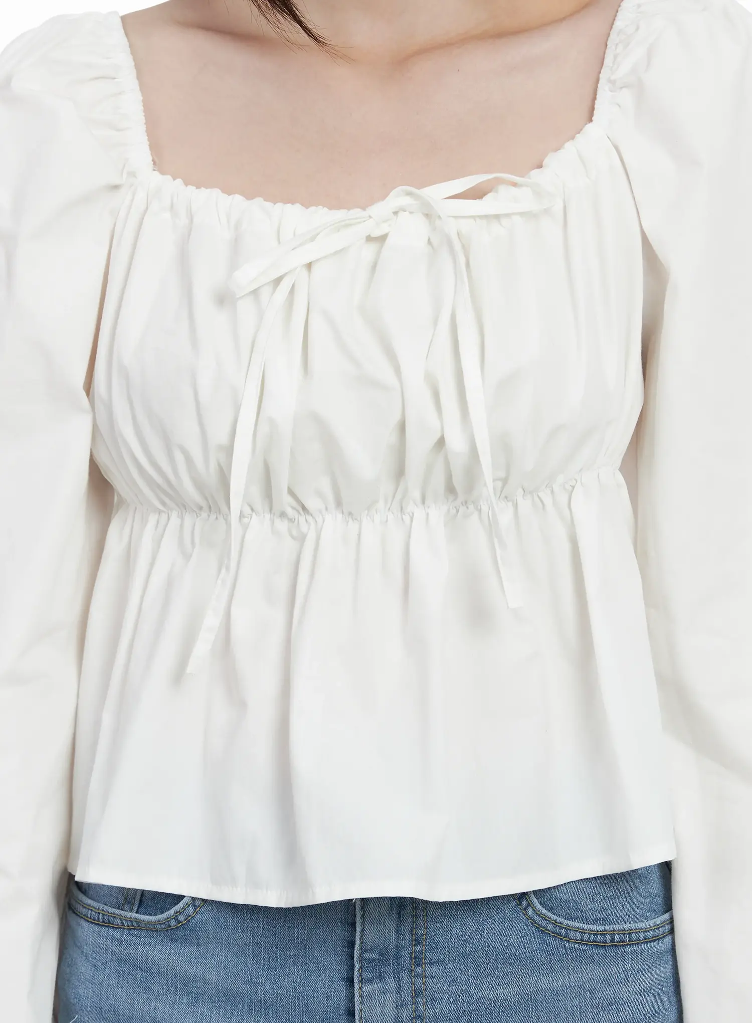 Puff-Sleeve Cotton Blouse IF520 - Image 5