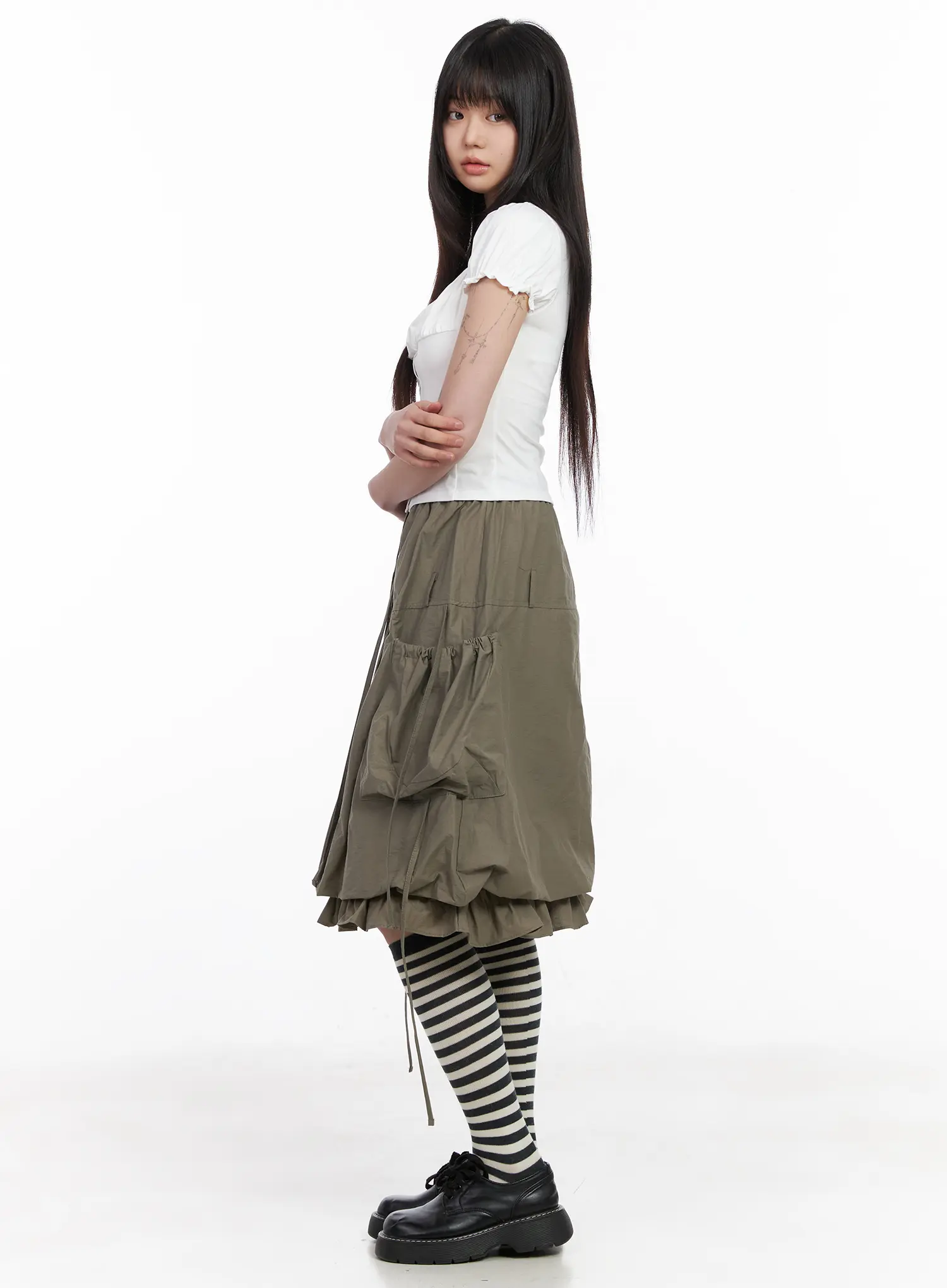 Puff-Sleeve Crop Short-Sleeve Blouse CM512 - Image 3