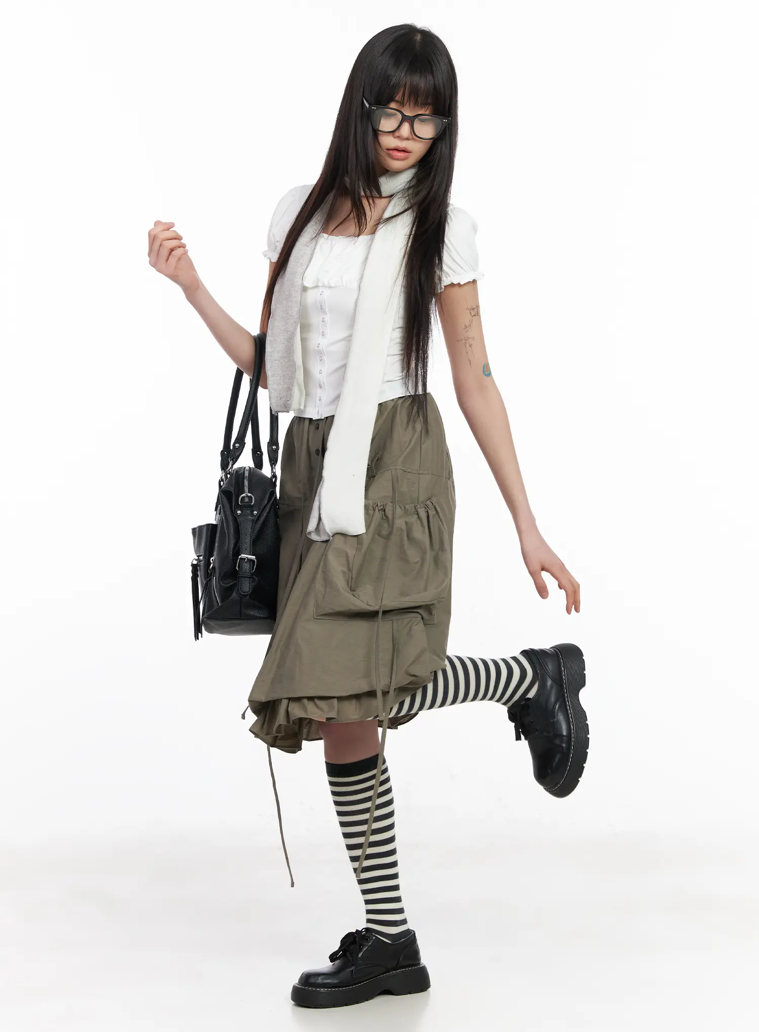 Puff-Sleeve Crop Short-Sleeve Blouse CM512 - Image 5