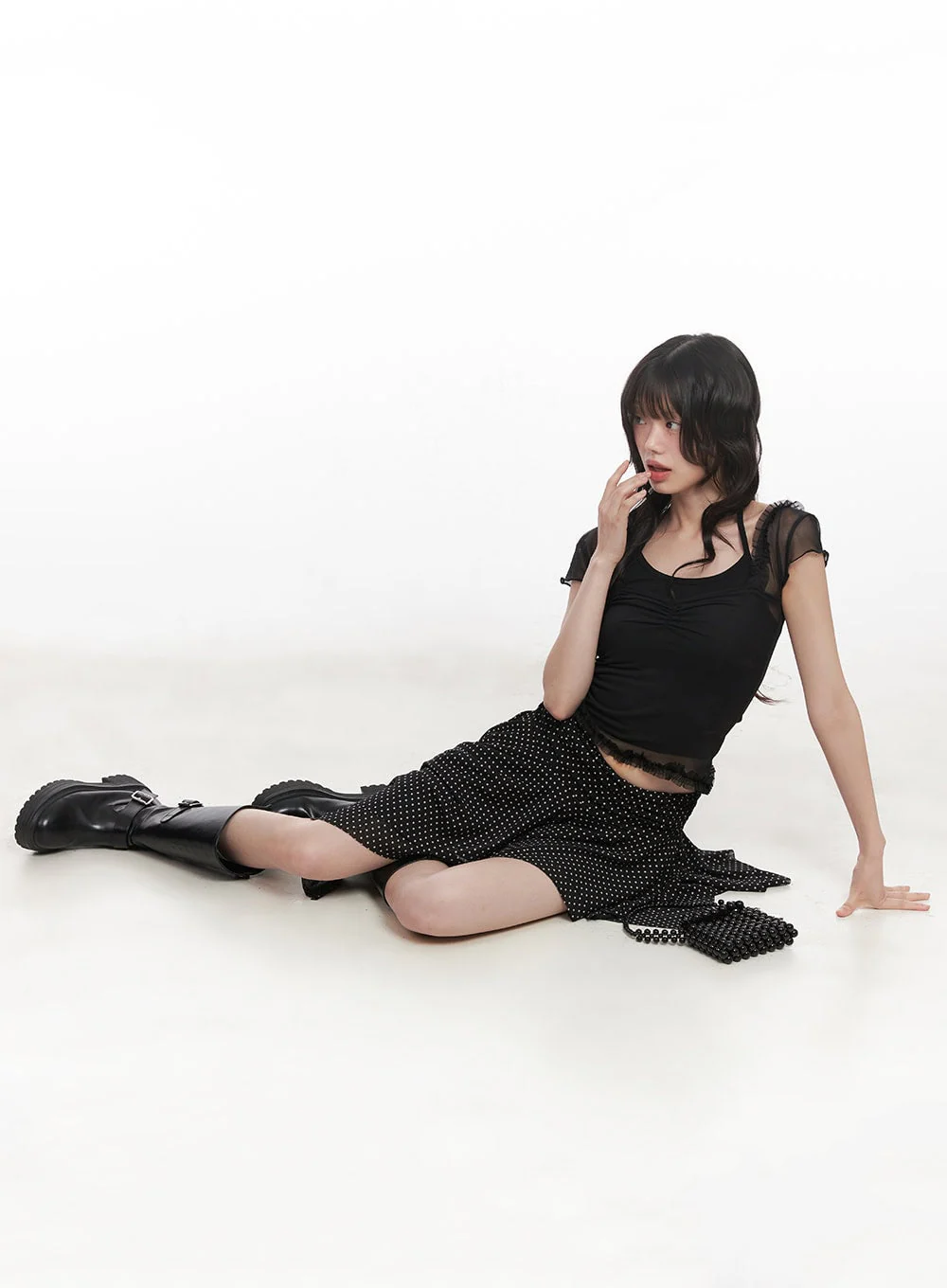Puff Sleeve Sheer Top CY520