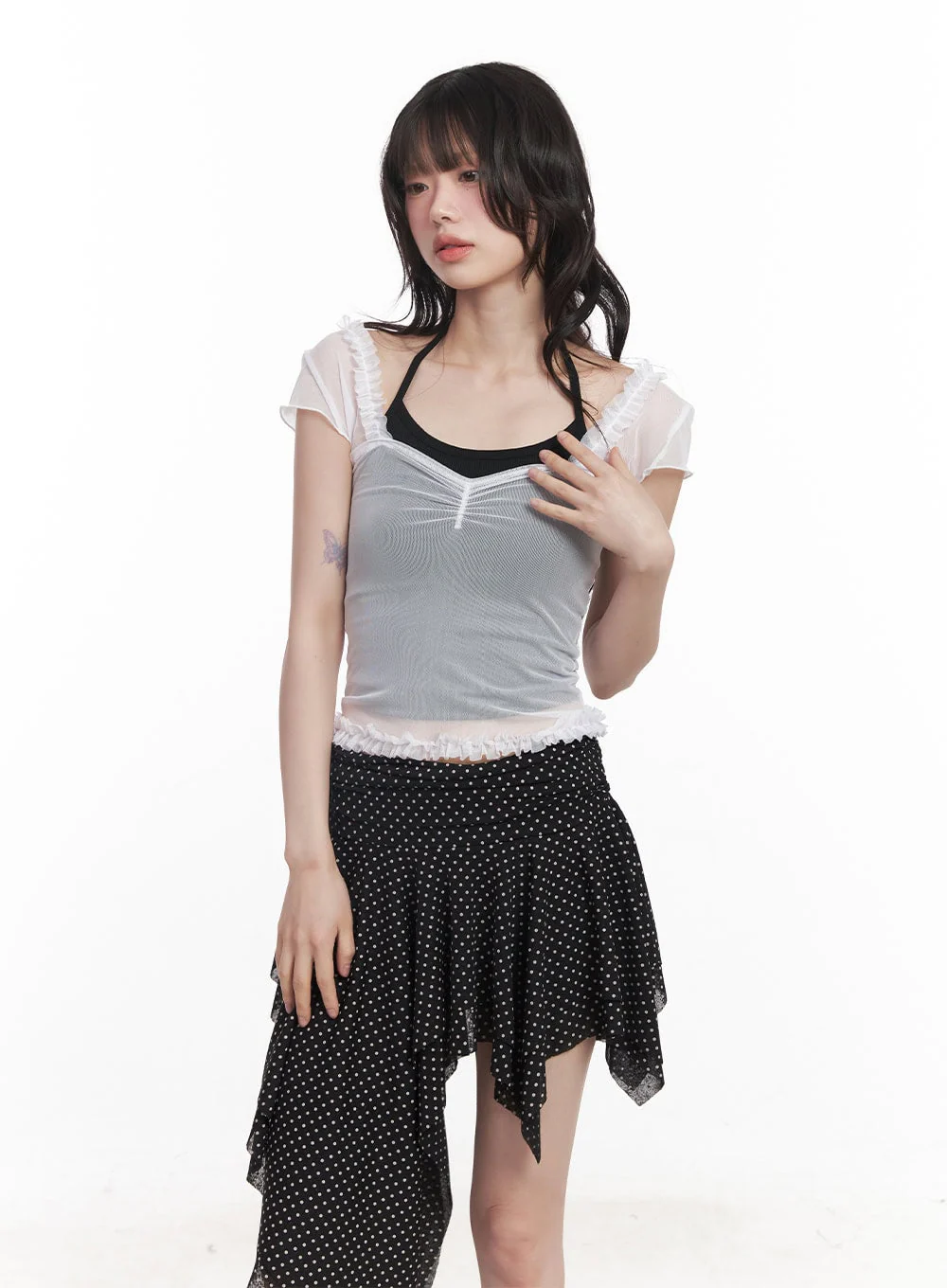Puff Sleeve Sheer Top CY520 - Image 11