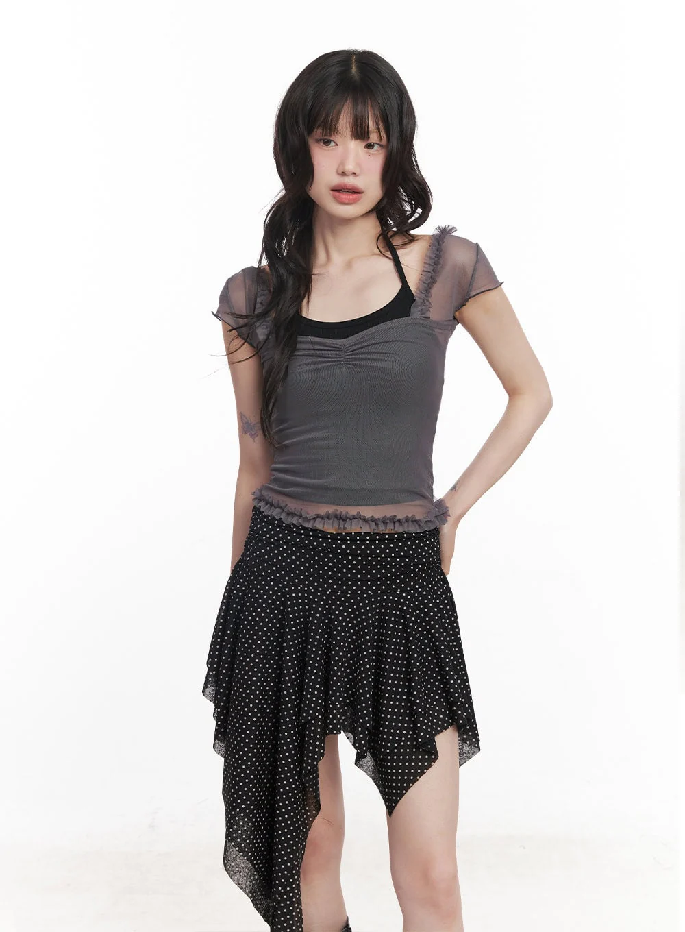 Puff Sleeve Sheer Top CY520 - Image 12