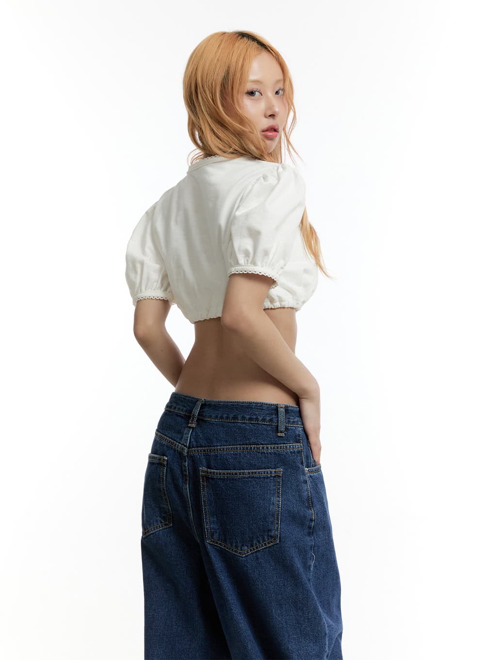 Puff Square Ruffle Crop Top CY501 - Image 6