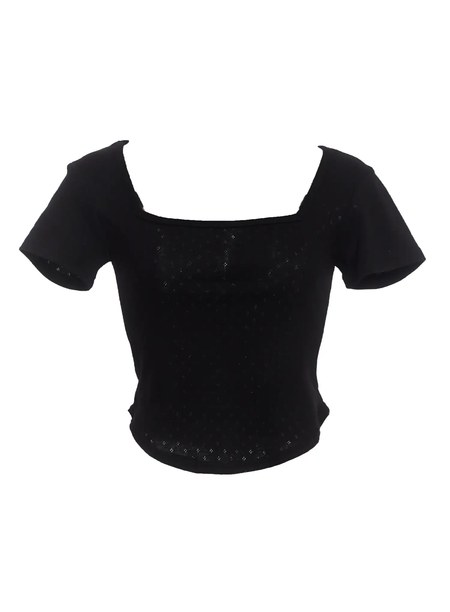 Punched Square-Neck Short-Sleeve Tee IC503