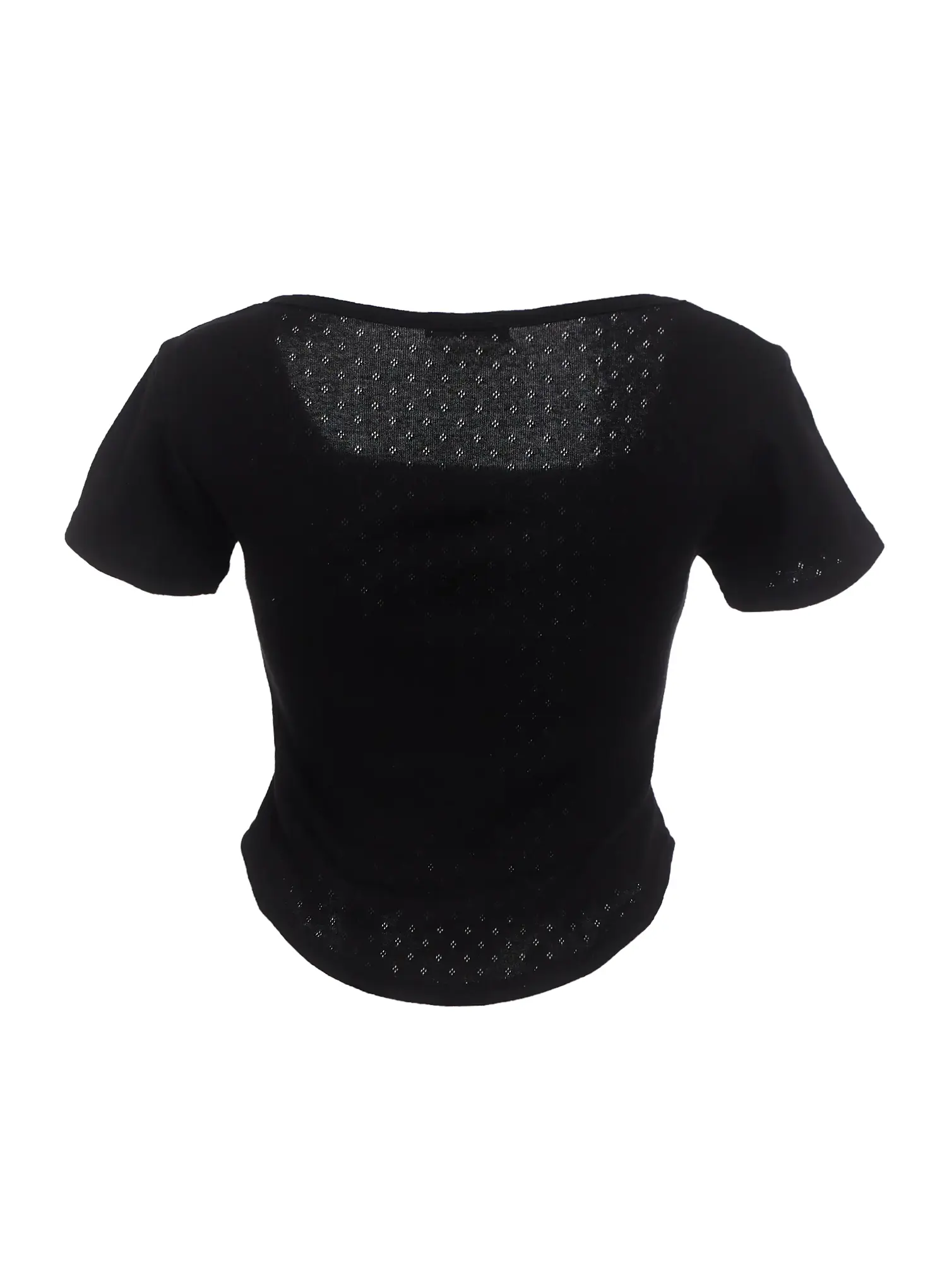 Punched Square-Neck Short-Sleeve Tee IC503 - Image 3