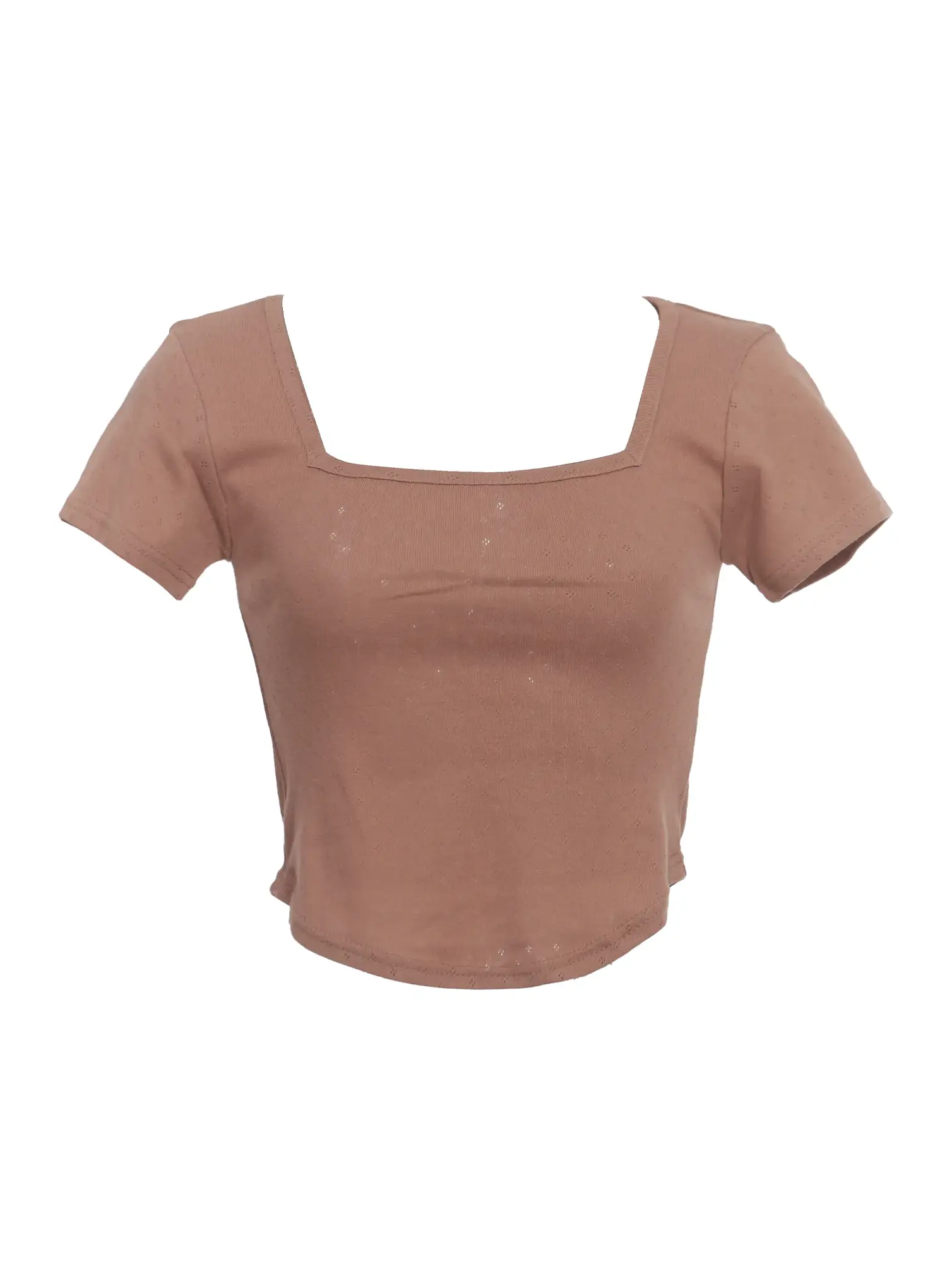 Punched Square-Neck Short-Sleeve Tee IC503 - Image 6