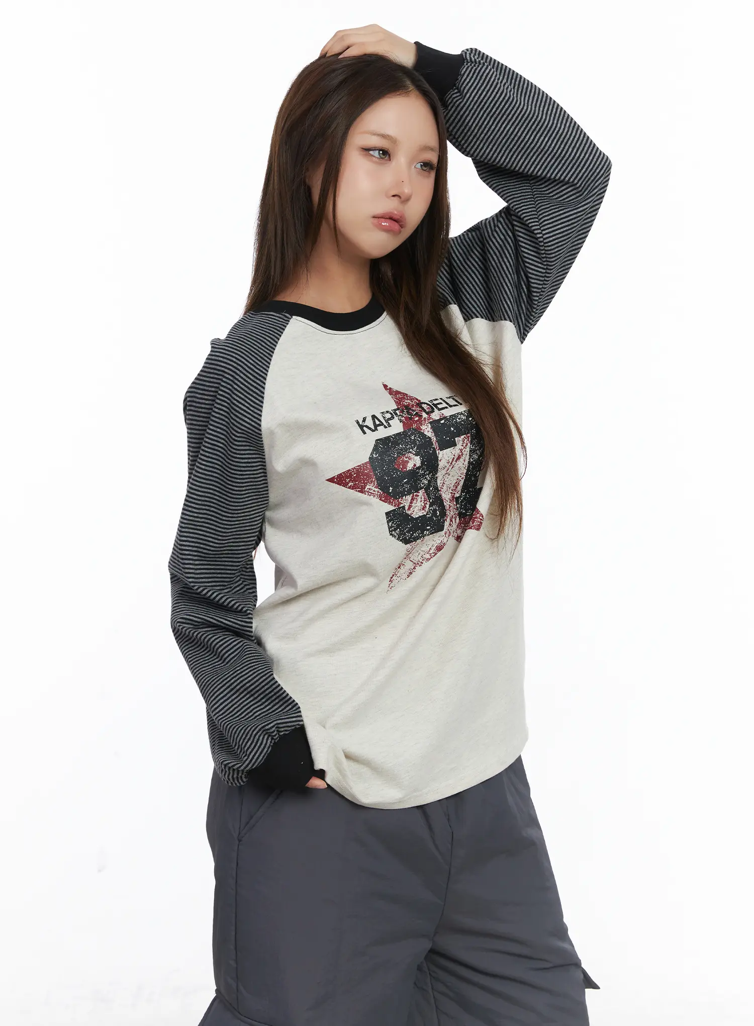Raglan Stripe Graphic Long Sleeve CJ512
