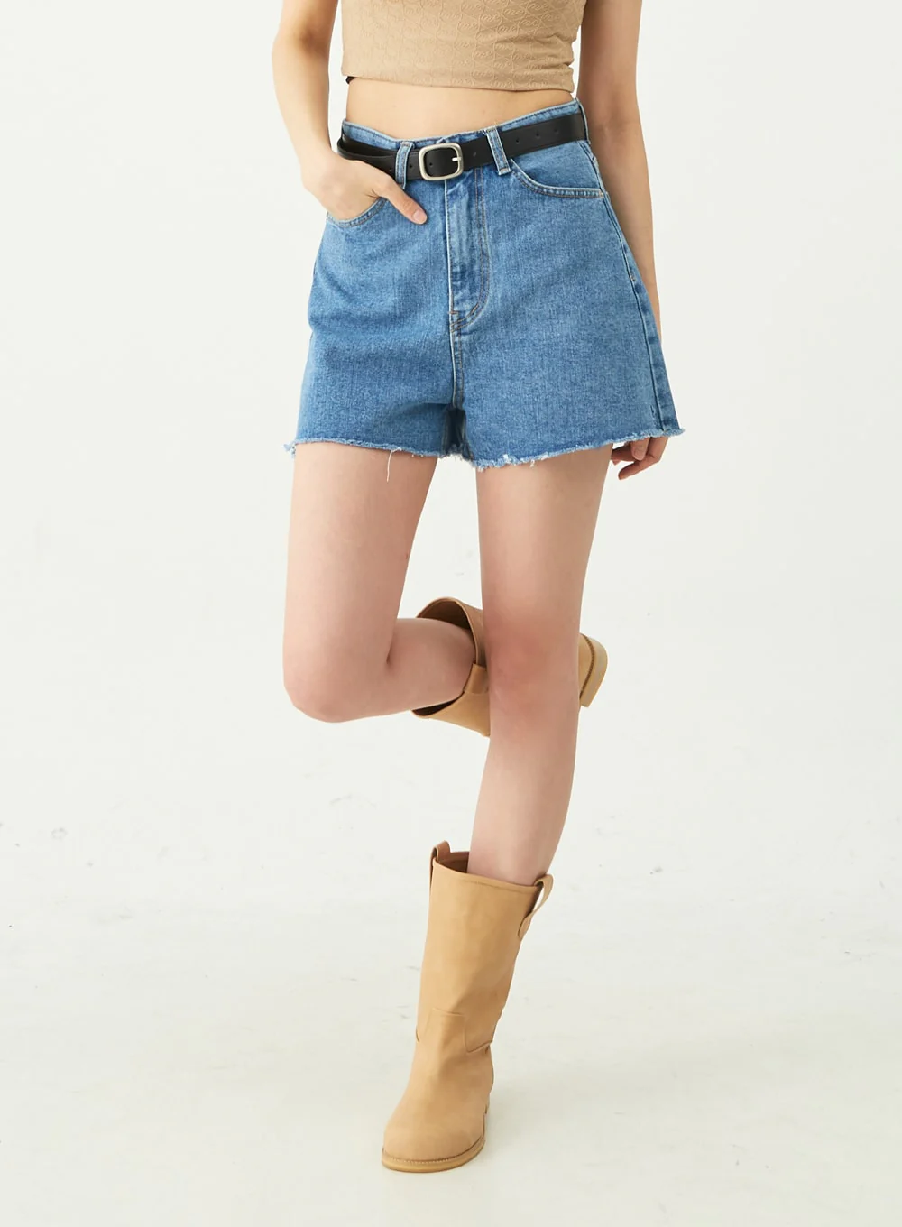 Raw Hem Denim Shorts CU5 - Image 5