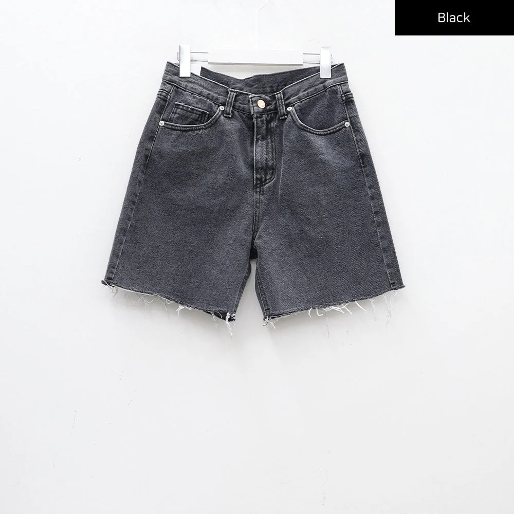 Raw Hem Long Denim Shorts CA29 - Image 16