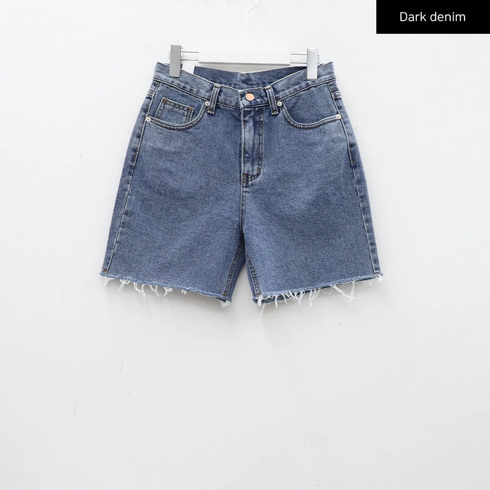 Raw Hem Long Denim Shorts CA29 - Image 17