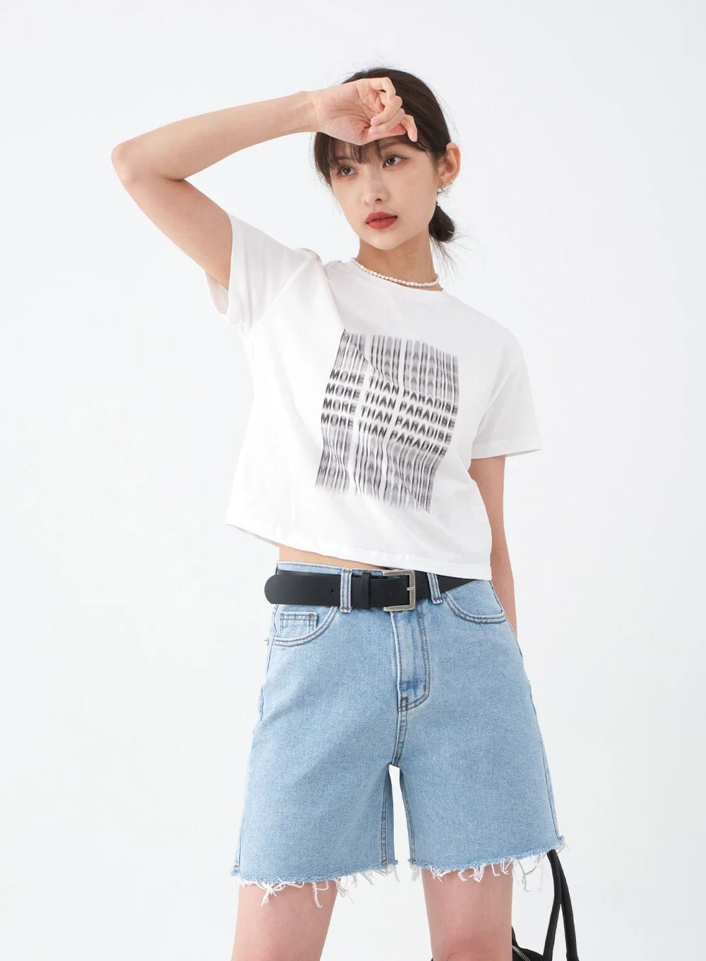 Raw Hem Long Denim Shorts CA29 - Image 7