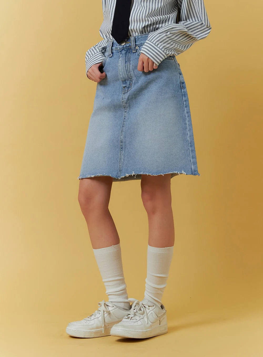 Raw Hem Midi Skirt IF408 - Image 5