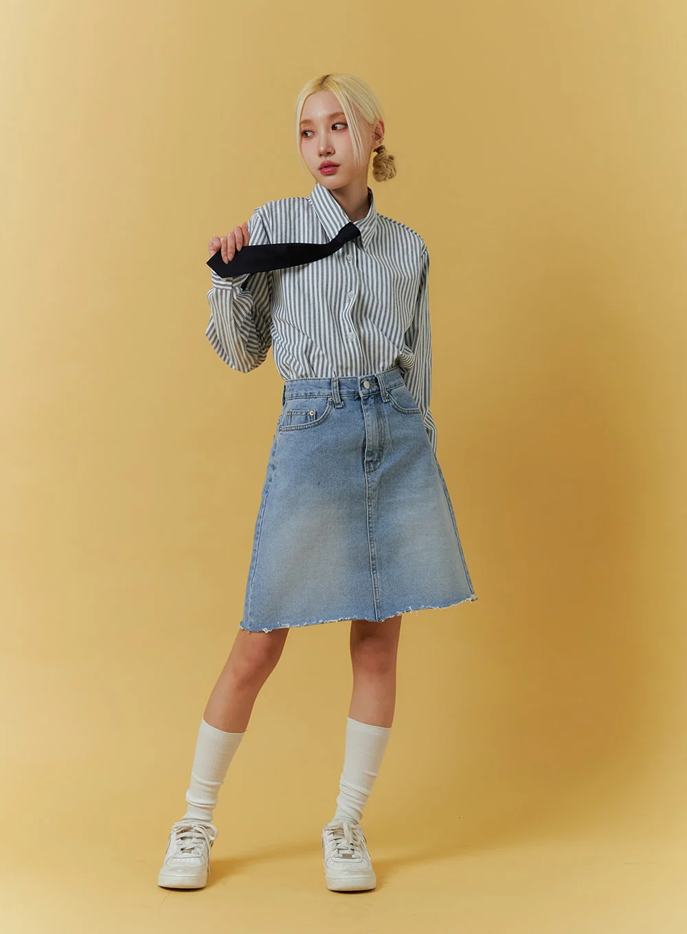 Raw Hem Midi Skirt IF408 - Image 7