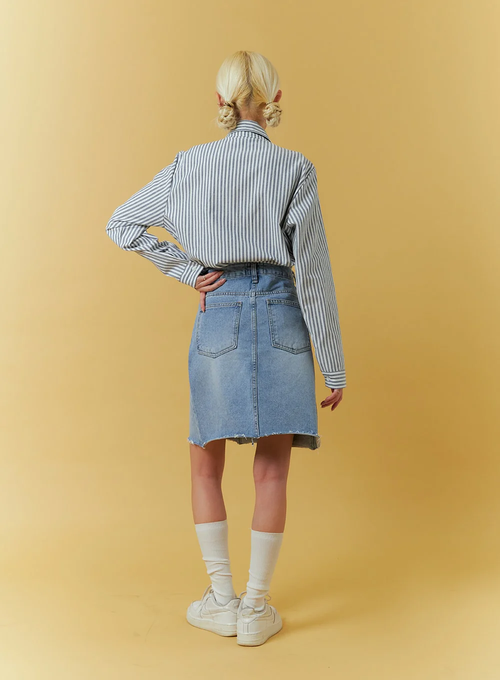 Raw Hem Midi Skirt IF408 - Image 8