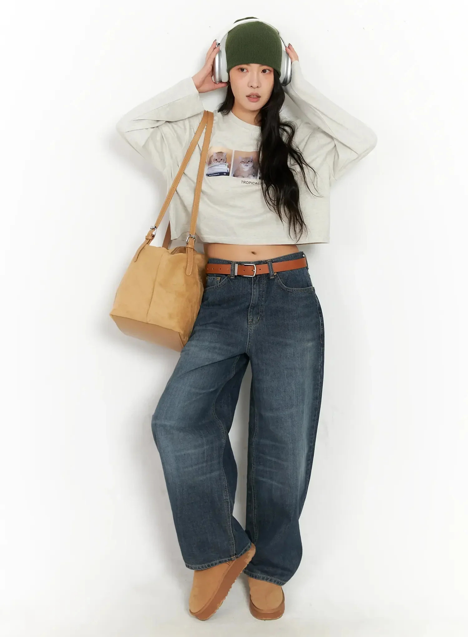 Regina Contrast Stitch Baggy Jeans IN528 - Image 14