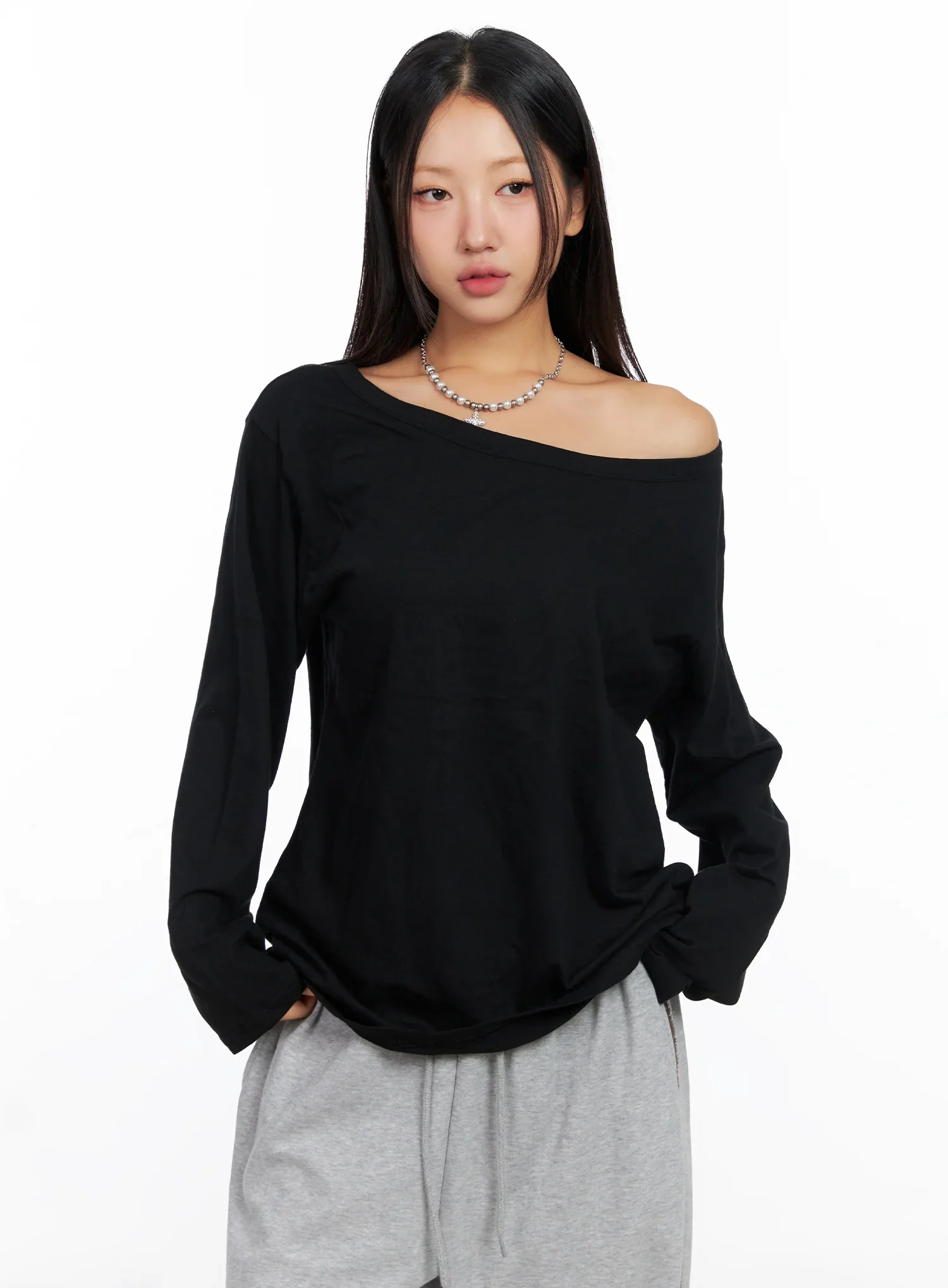 Relaxed Off-Shoulder Long Sleeve Top CO514 - Image 7