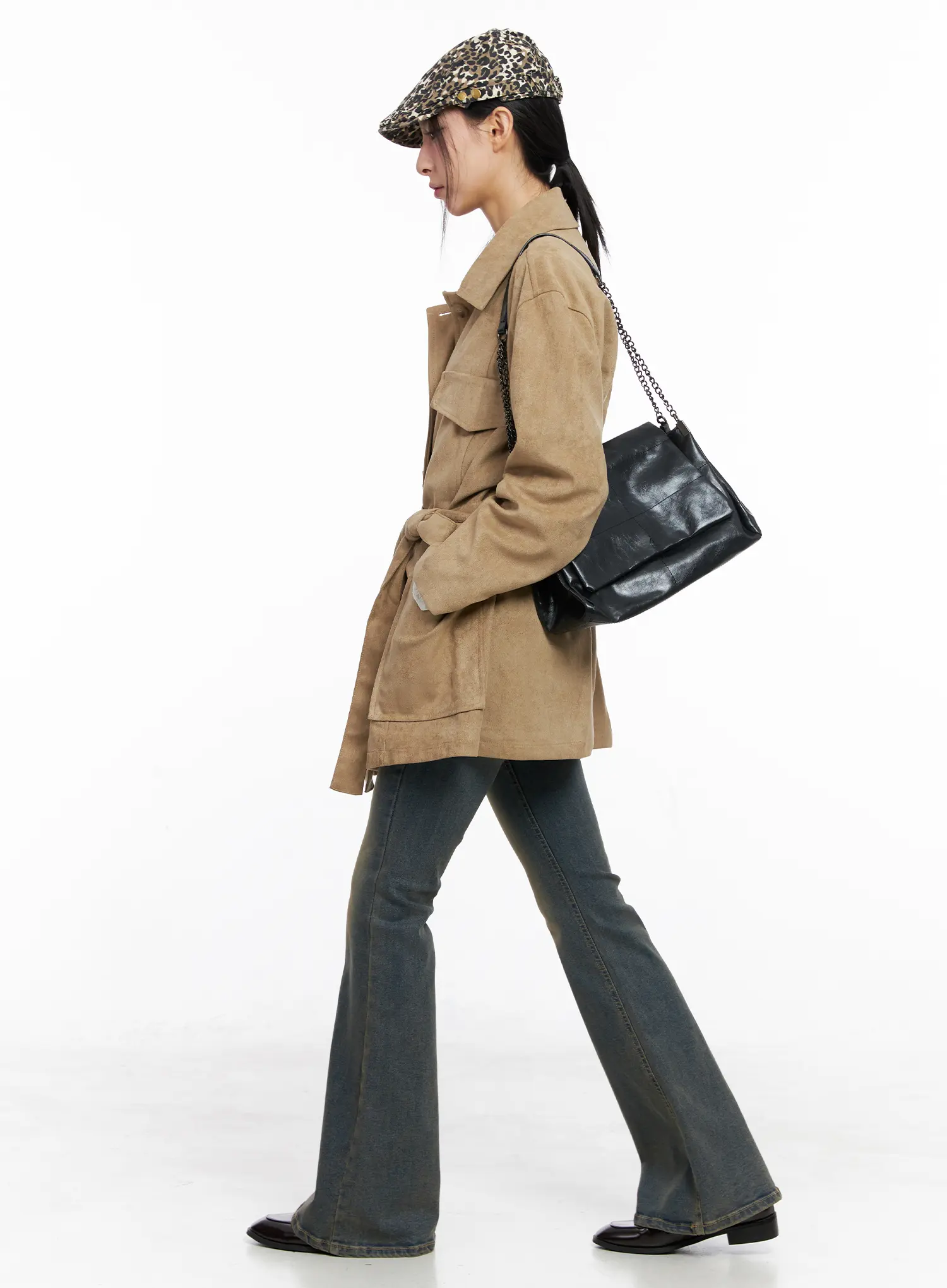 Relaxed Suede Jacket with Belt CC1109 - Image 7