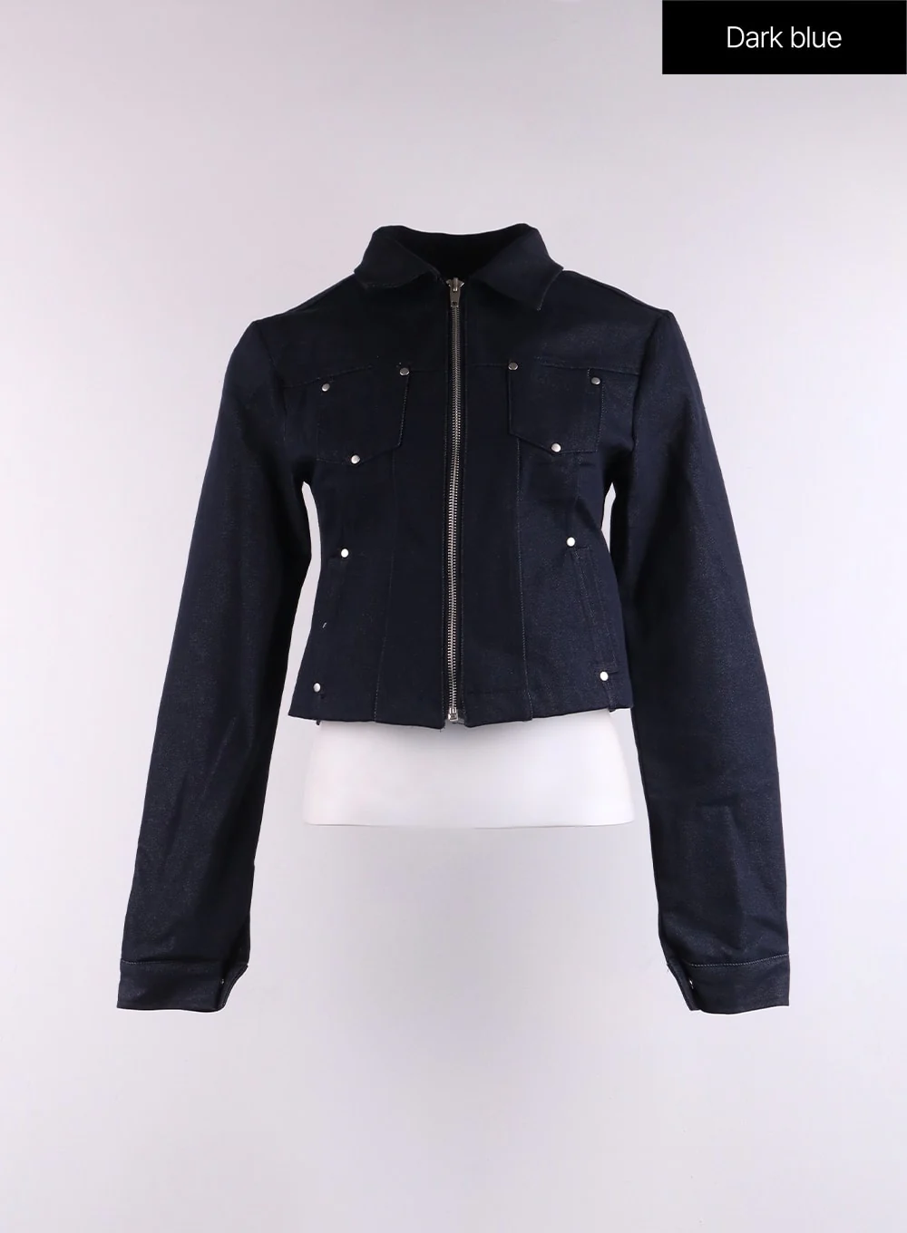 Rhinestone Zipper Denim Jacket CF401 - Image 11