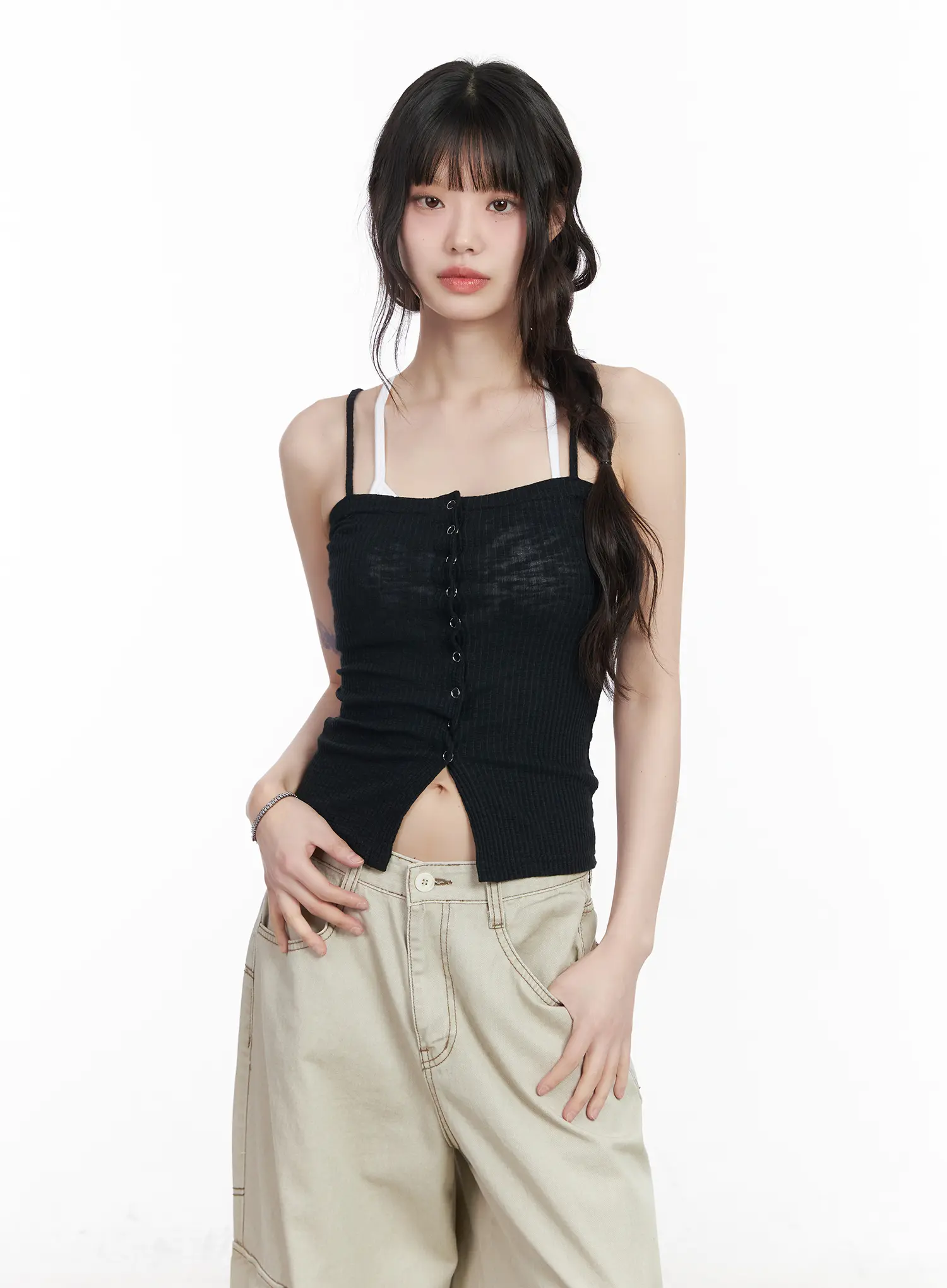Ribbed Buttoned Tank Top CM526 - Image 4
