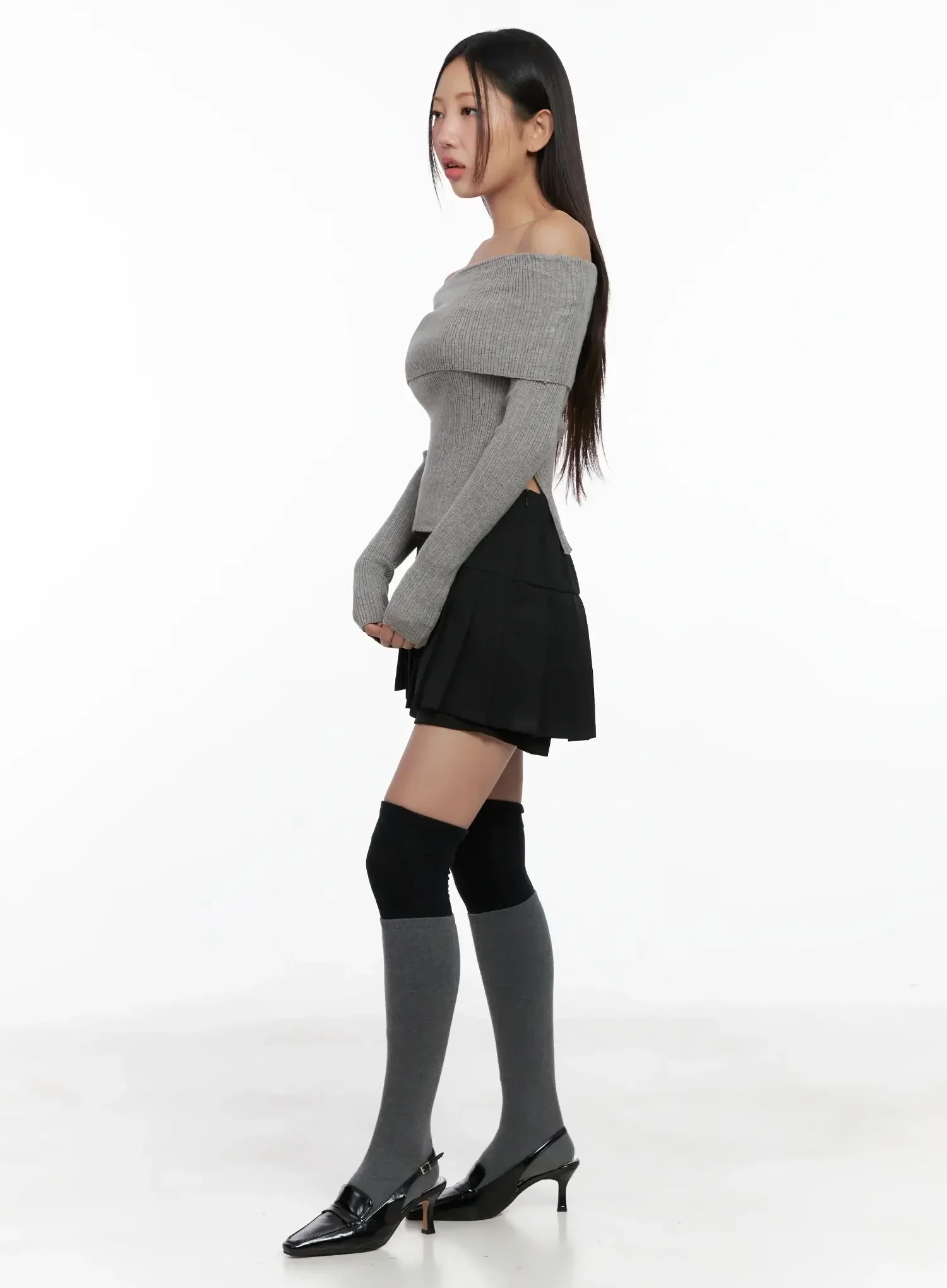 Ribbed Folded Off-Shoulder Top IG527 - Image 8