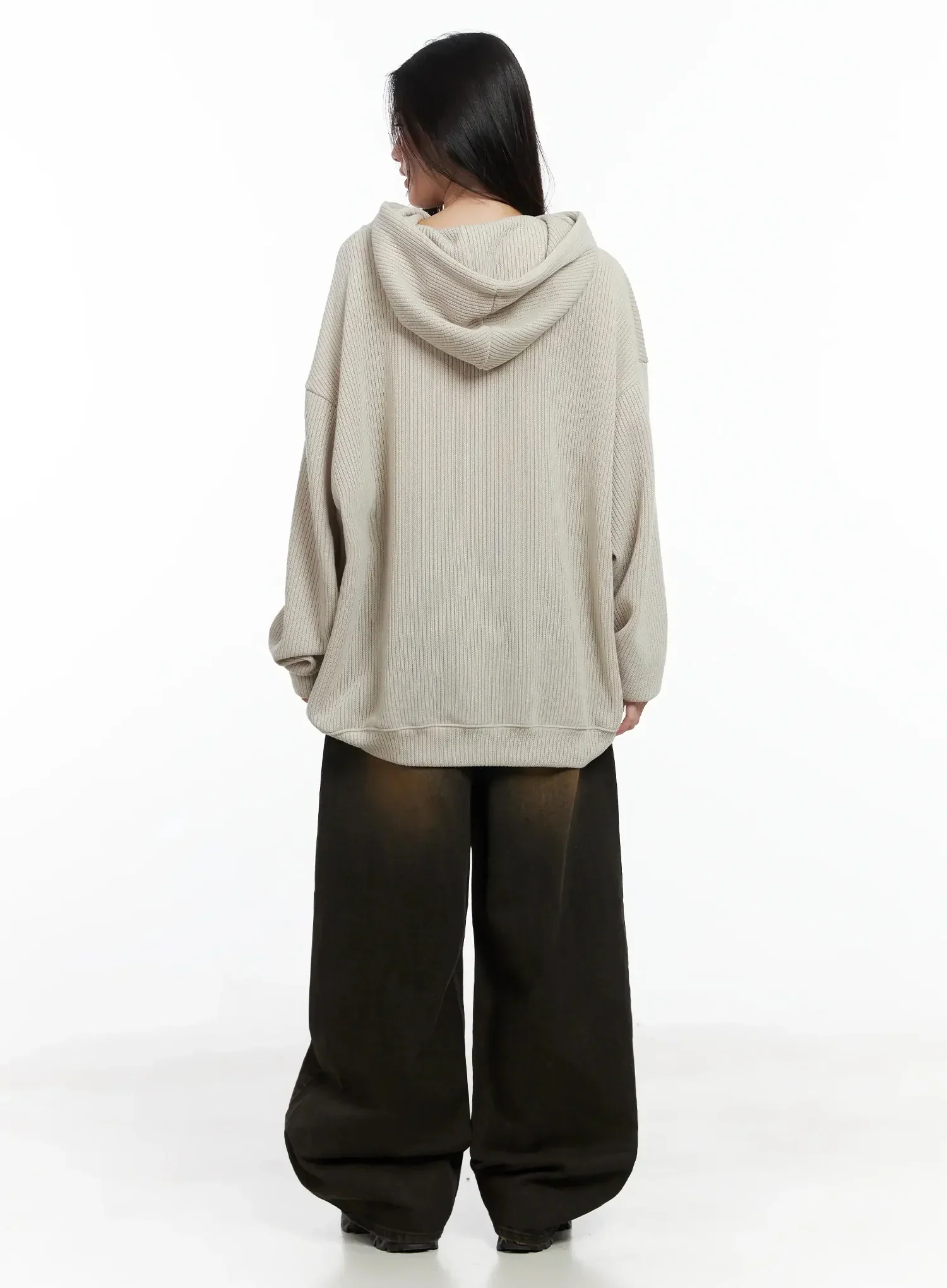 Ribbed Graphic Knit Hoodie IM502 - Image 13