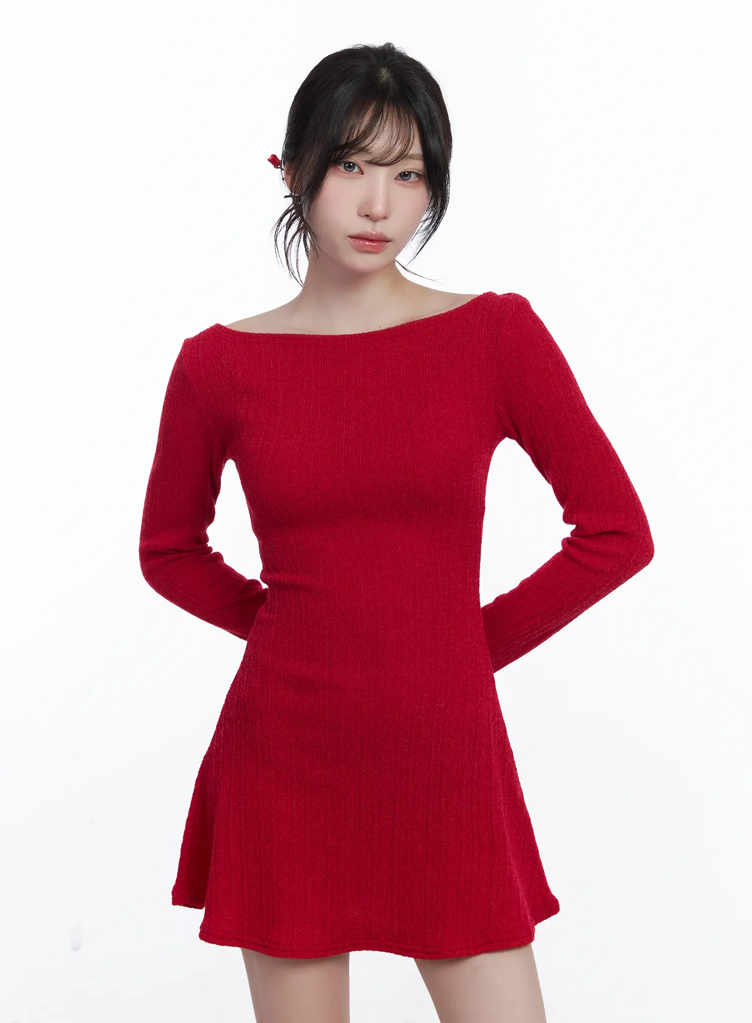 Ribbed Knit Flared Mini Dress CJ526 - Image 4