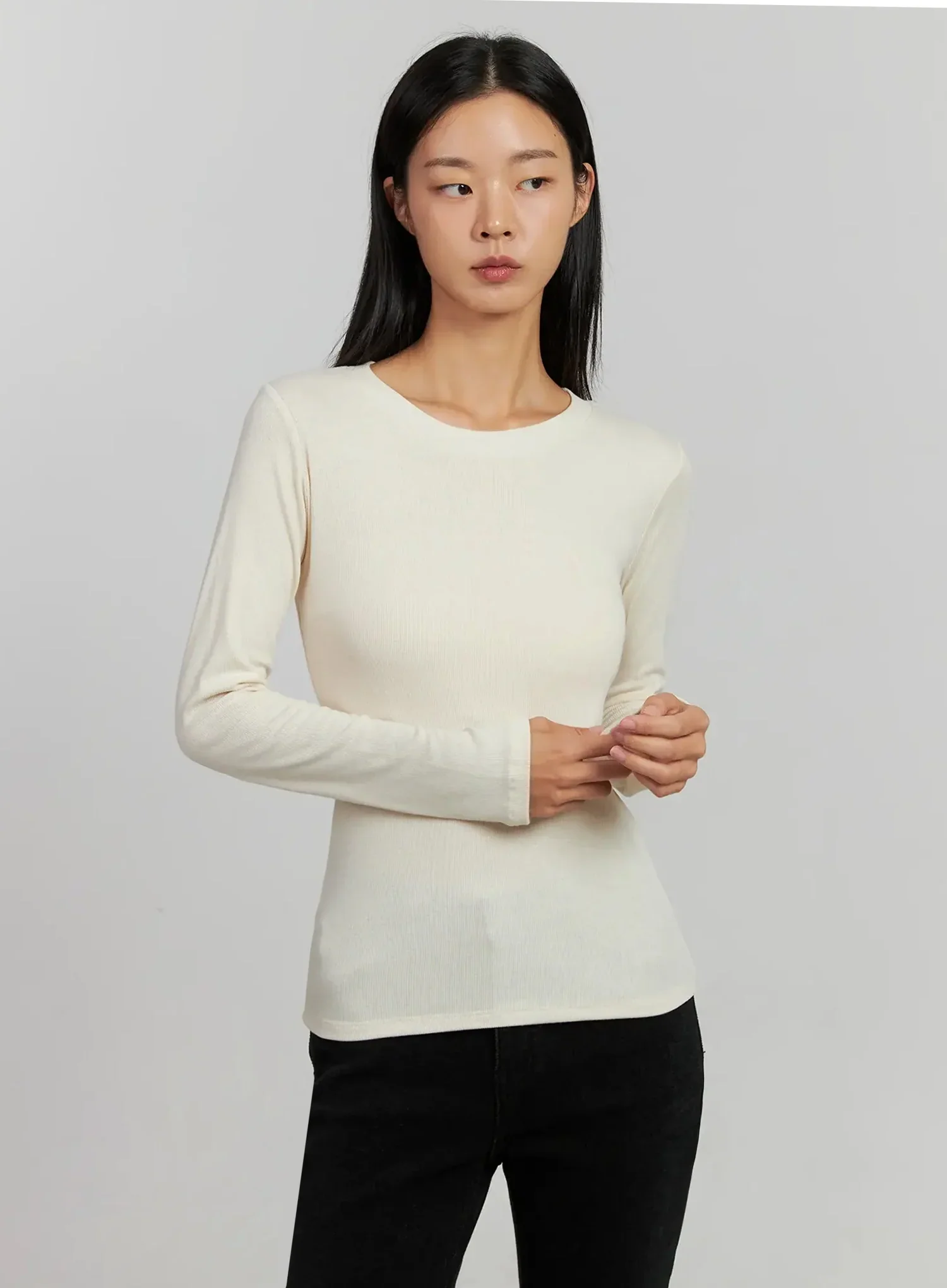 Ribbed Knit Long Sleeve Top IJ505 - Image 5