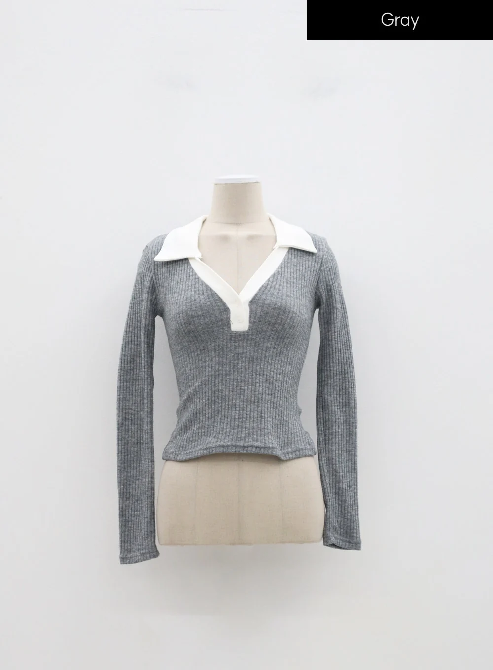 Ribbed Knit V-Neck Top IM323 - Image 10