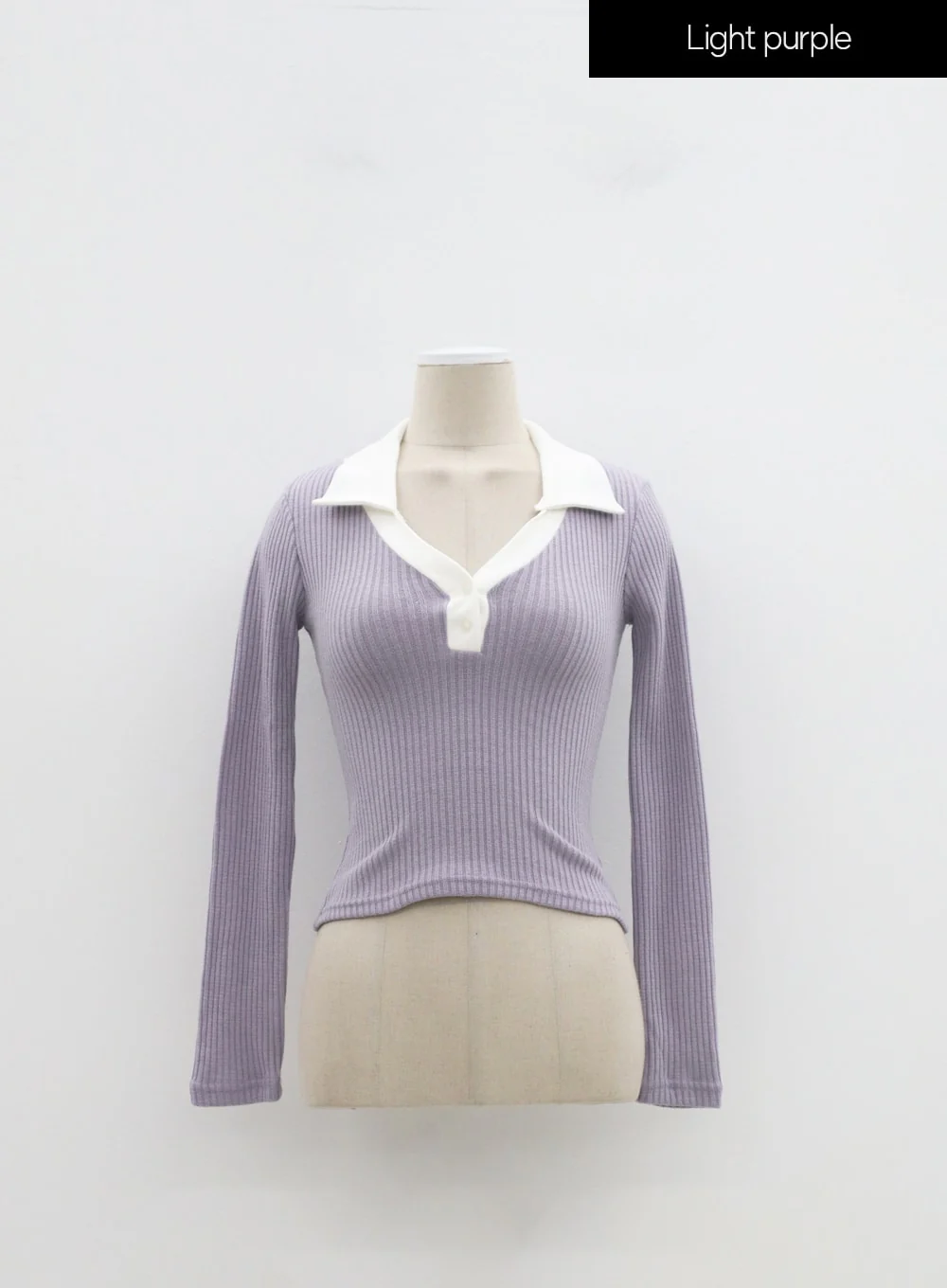 Ribbed Knit V-Neck Top IM323 - Image 13