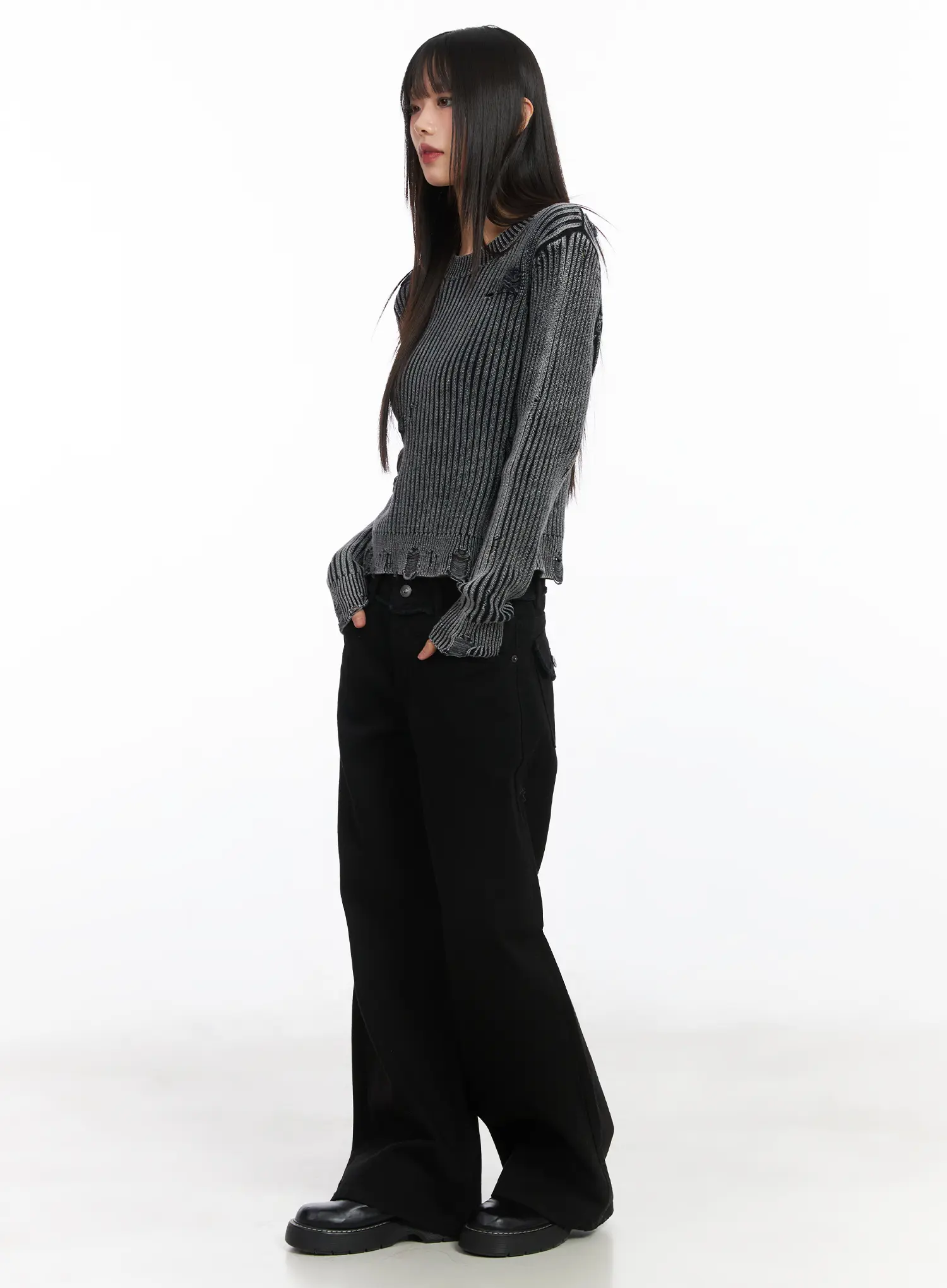 Ribbed Knit Vintage Sweater CD522 - Image 4