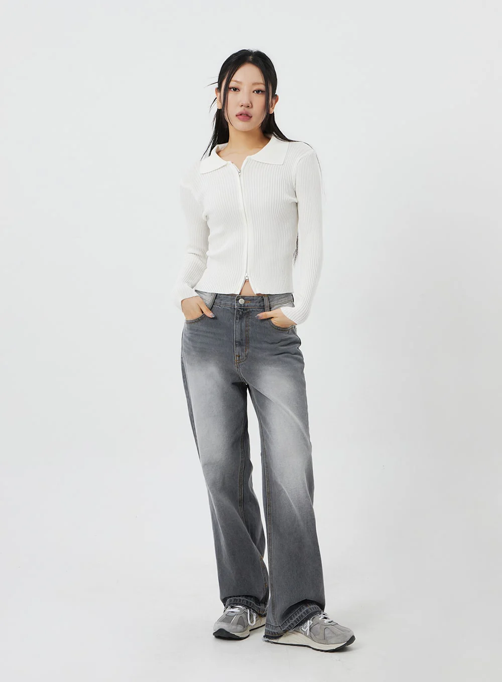 Ribbed Knit Zip-Up CF324 - Image 3