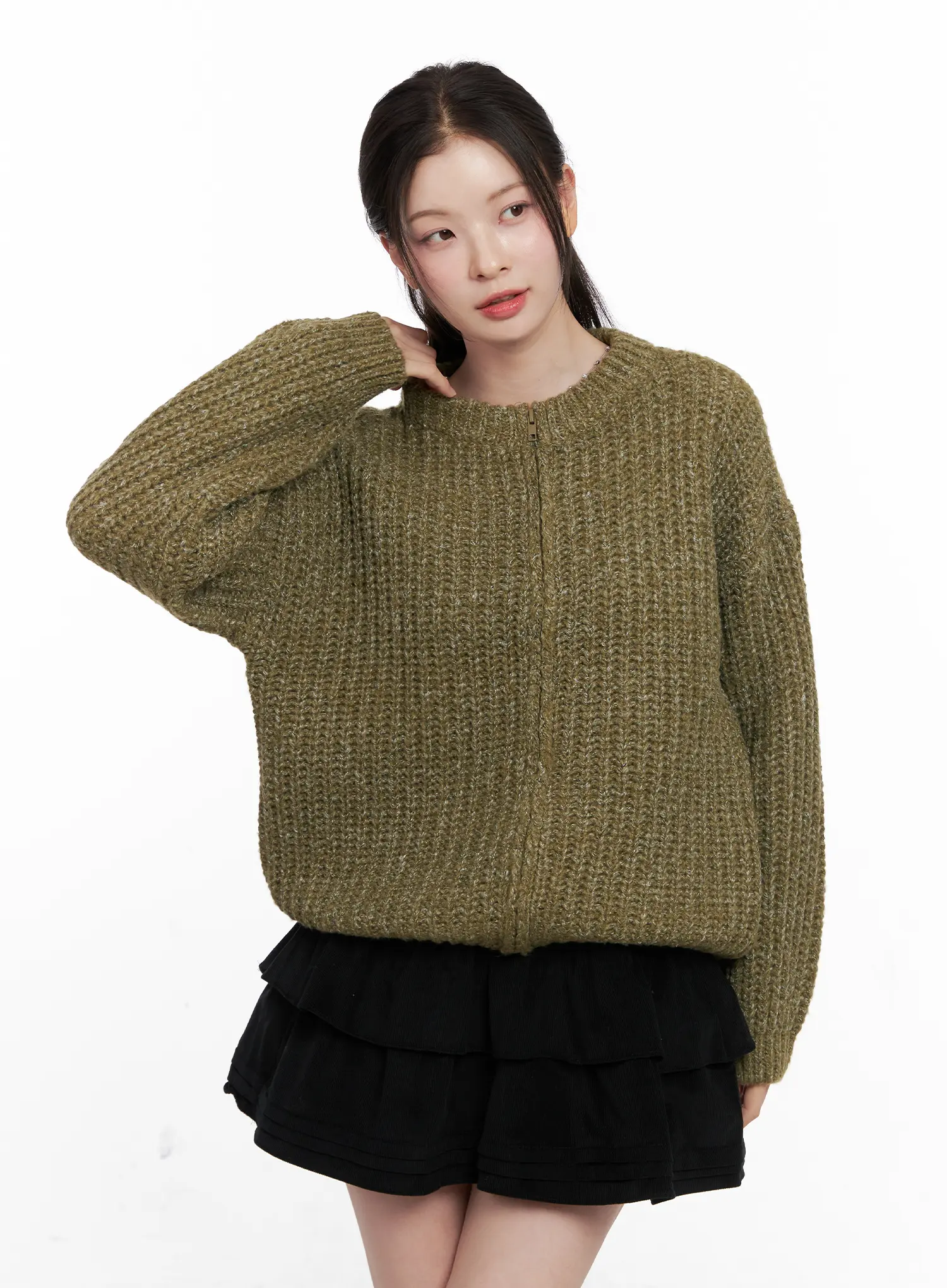 Ribbed Knit Zip-Up CO531 - Image 2