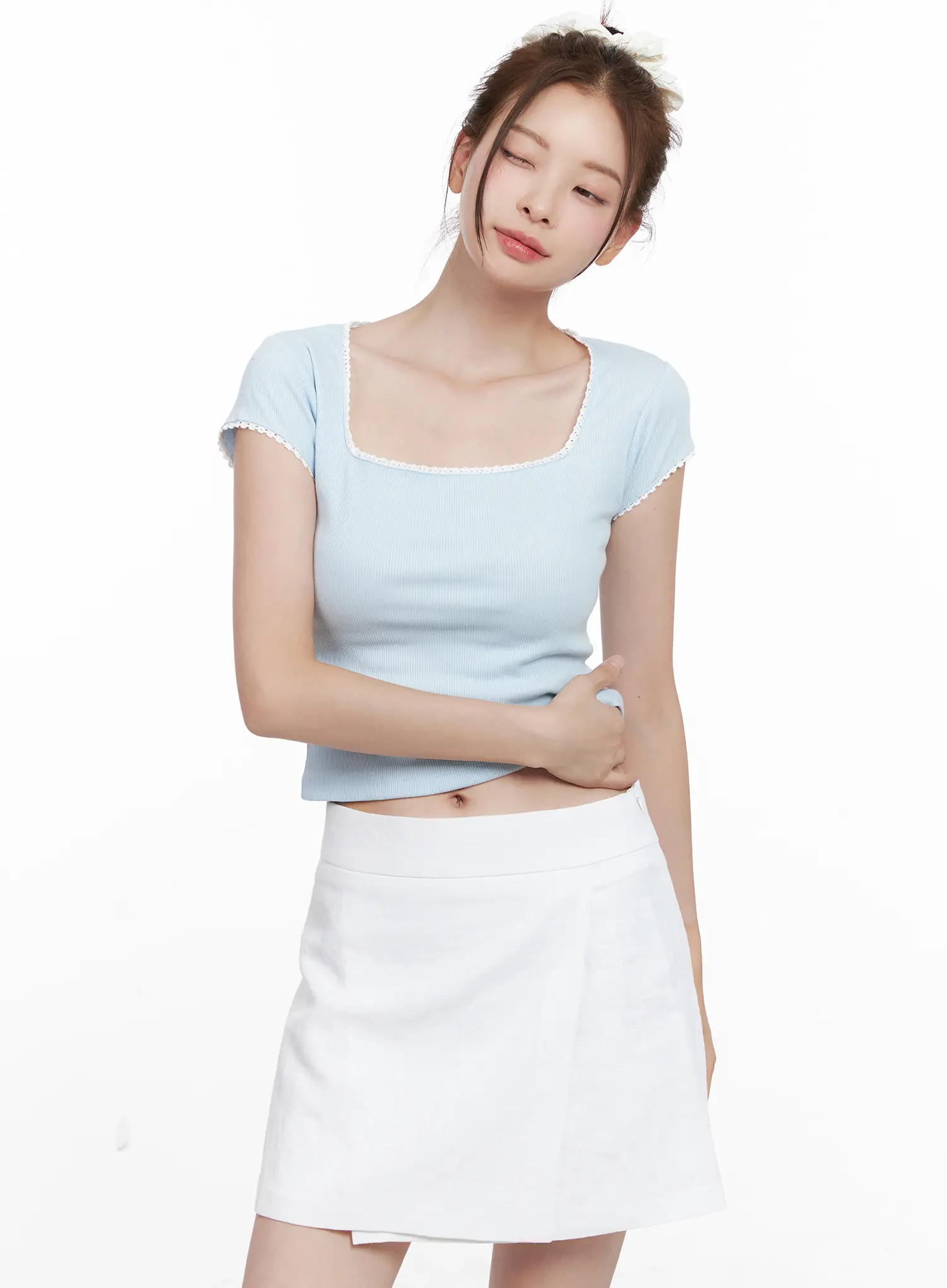 Ribbed Lace Baby Tee CL524