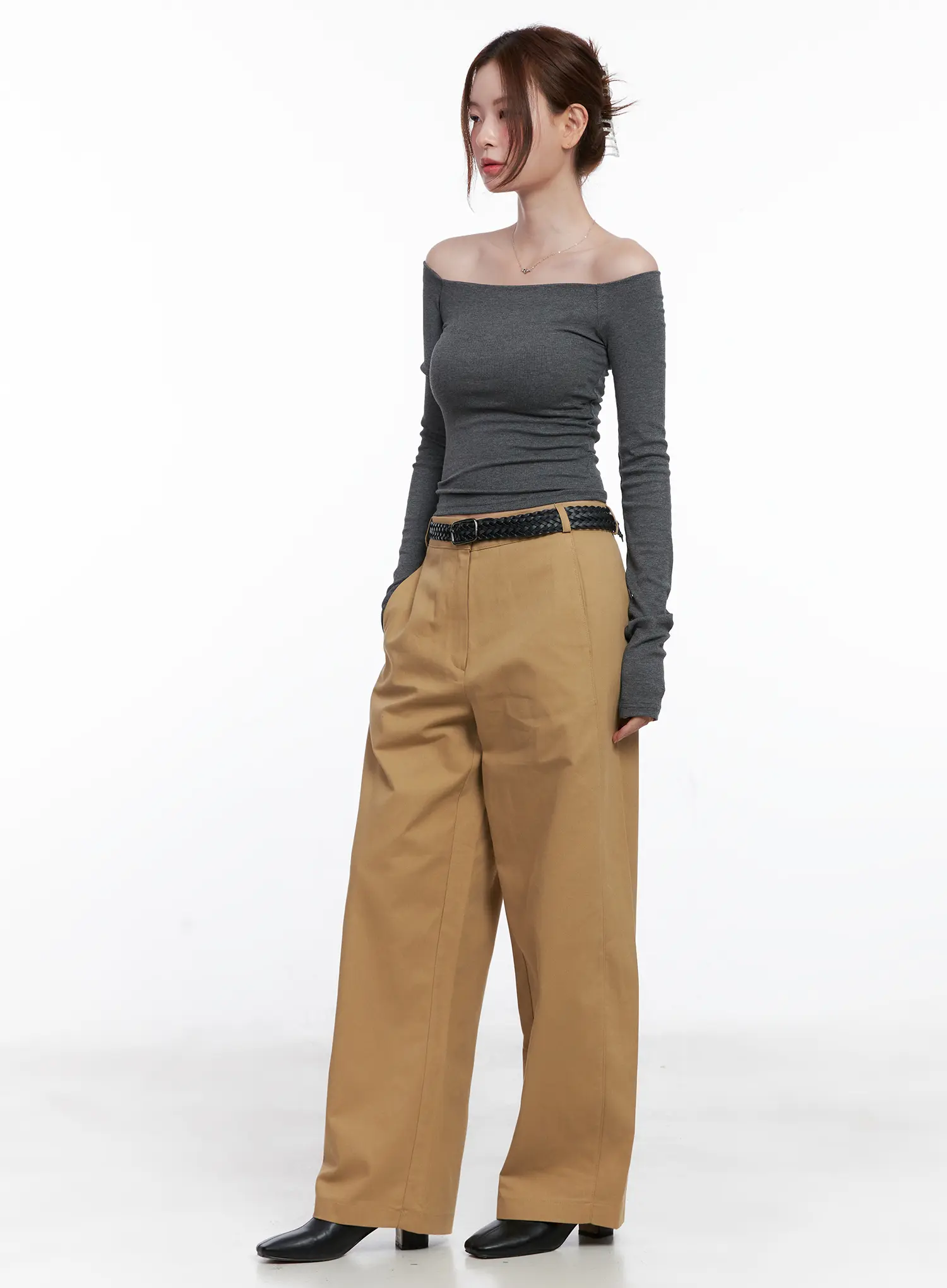 Ribbed Off-Shoulder Long Sleeve Top CG520 - Image 7