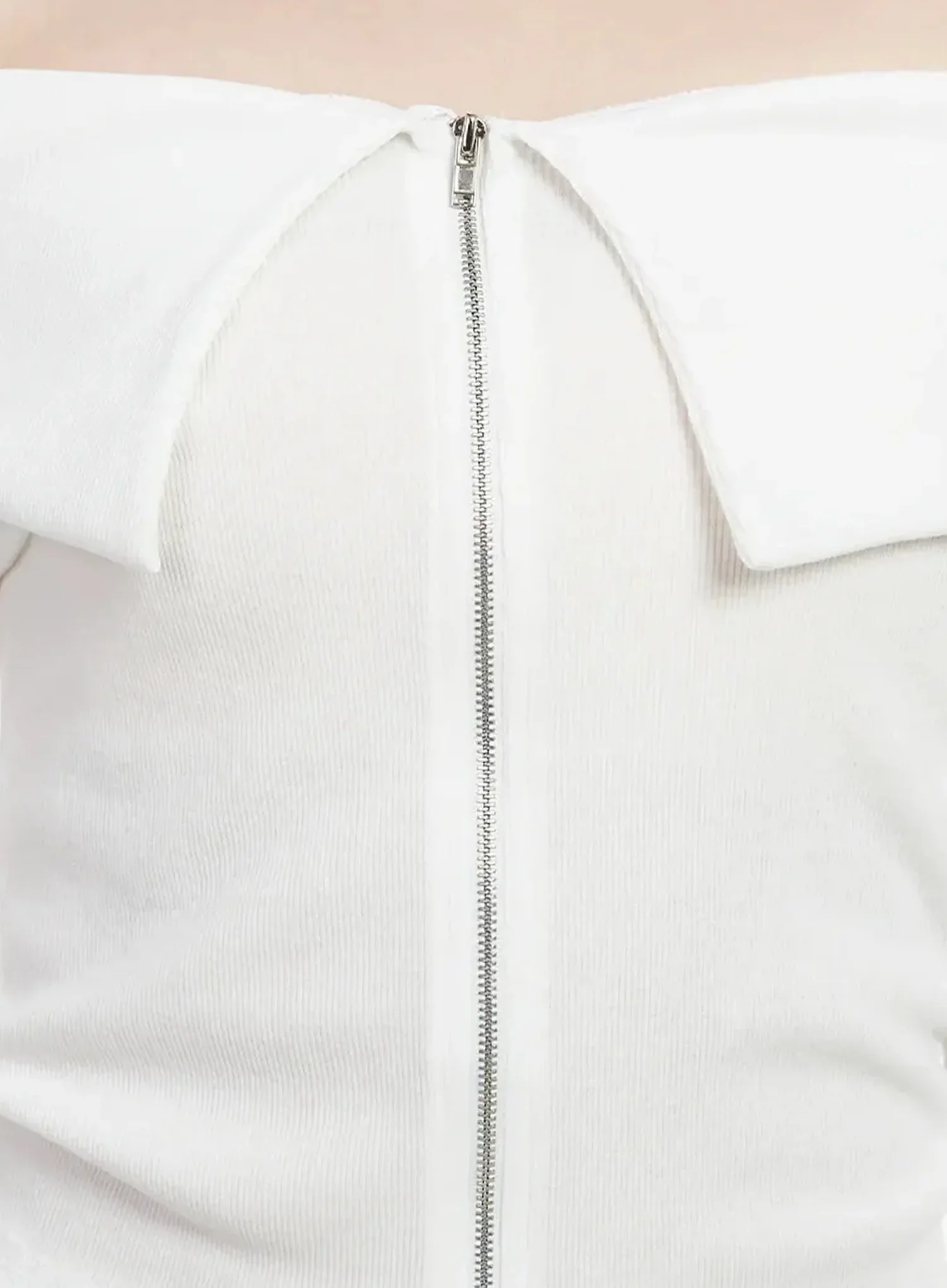 Ribbed Off-Shoulder Zip-Up Tee IJ528 - Image 5