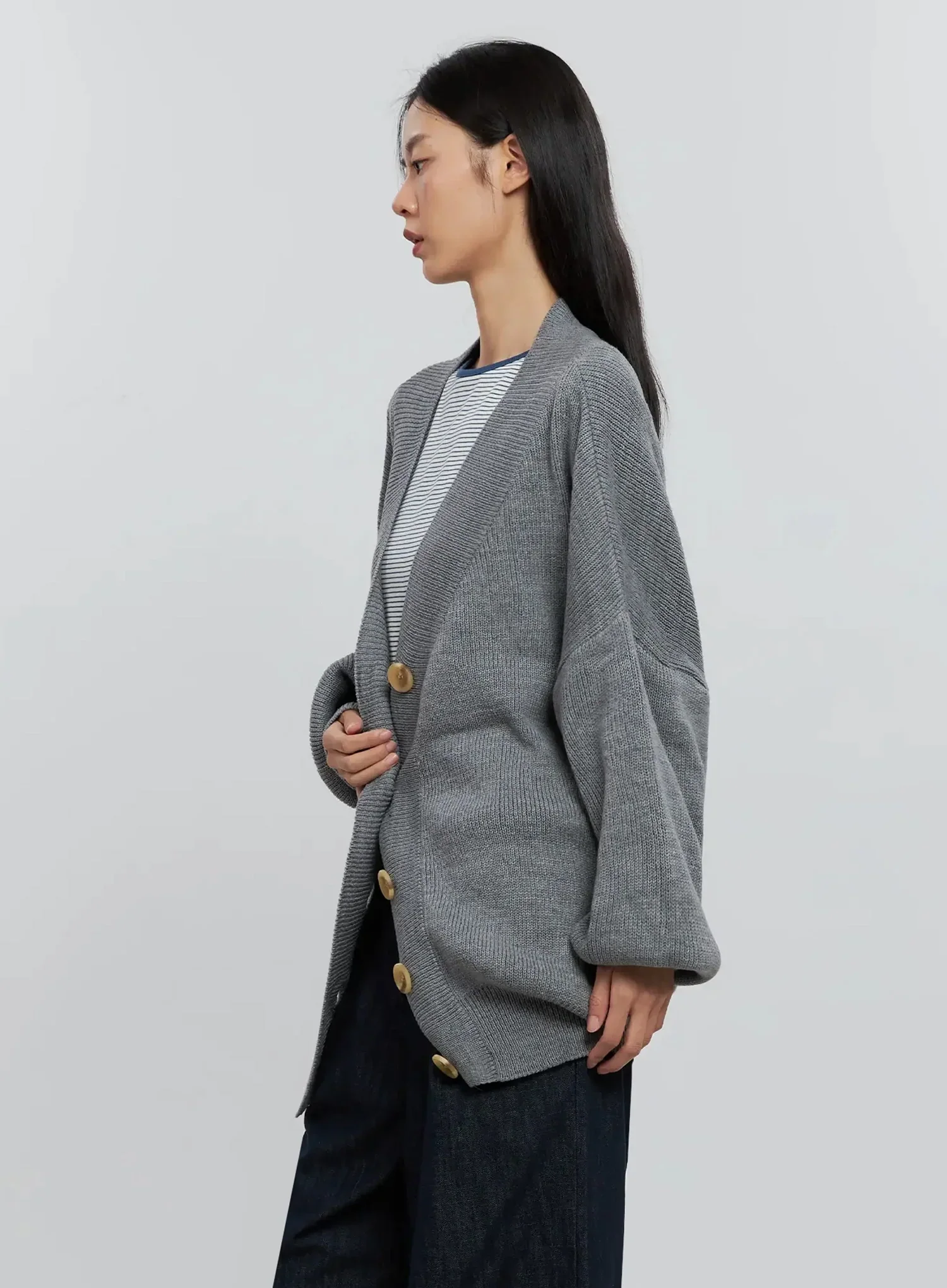 Ribbed Oversized Cardigan IS516 - Image 3